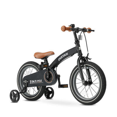 3-in-1 kinderfiets 14 inch - loopfiets - inclusief zijwieltjes - blauw