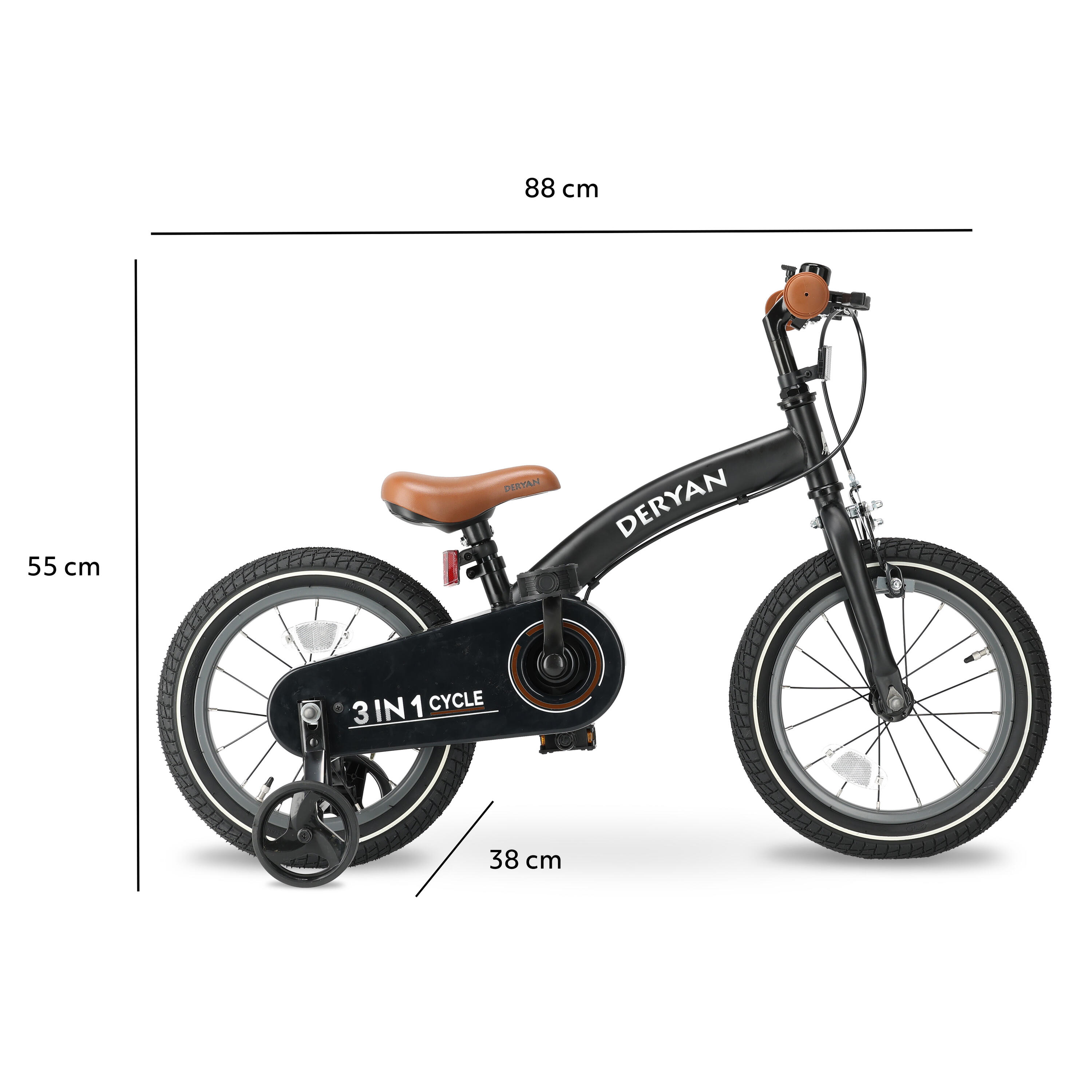 Vélo enfant 3-en-1 12 pouces - Draisienne - Avec petites roues - Noir 7/8