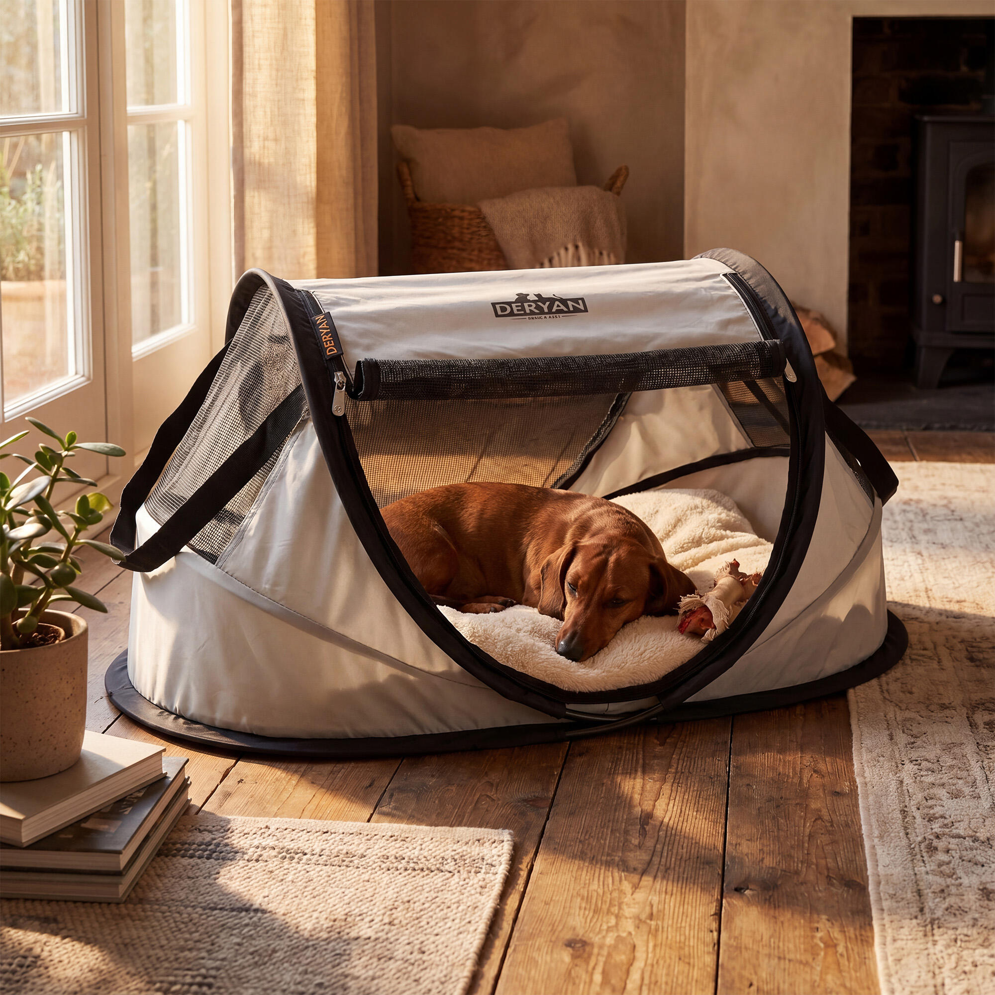 Deryan Dogs & Cats - Luxe Pop-Up Pet Travel-Cot - Hondenren - Opvouwbare Bench 2/8