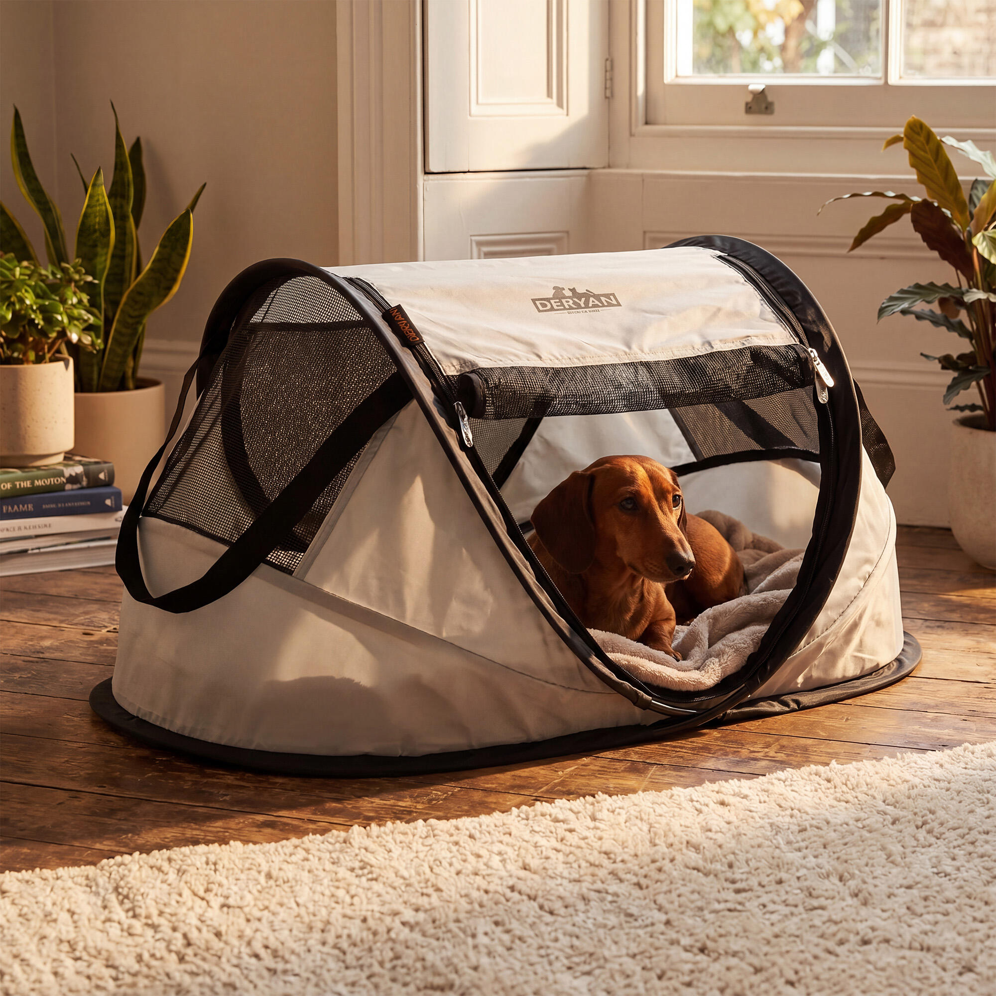 Deryan Dogs & Cats - Luxe Pop-Up Pet Travel-Cot - Hondenren - Opvouwbare Bench 7/8