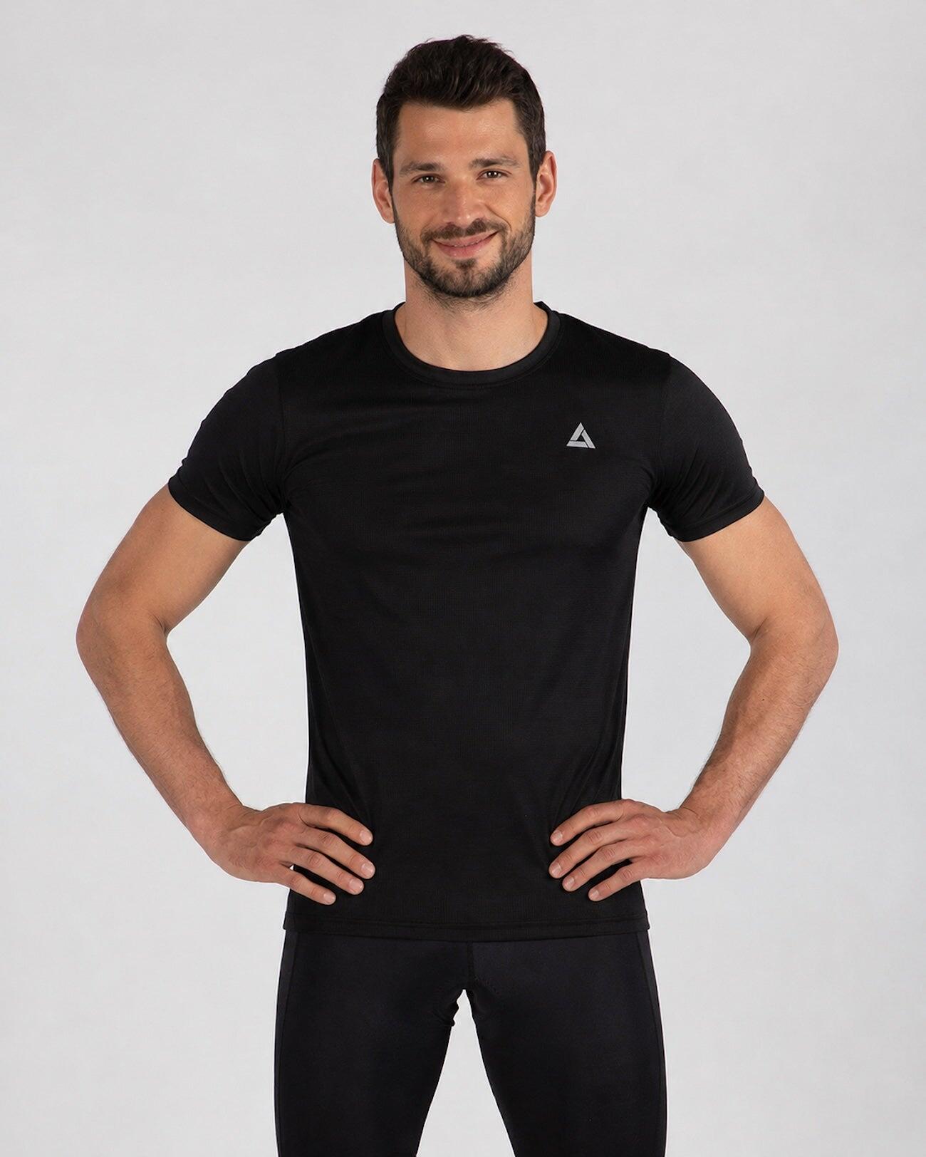 Herren Funktions Laufshirt Kurzarm Comfort Line Schwarz 1/4