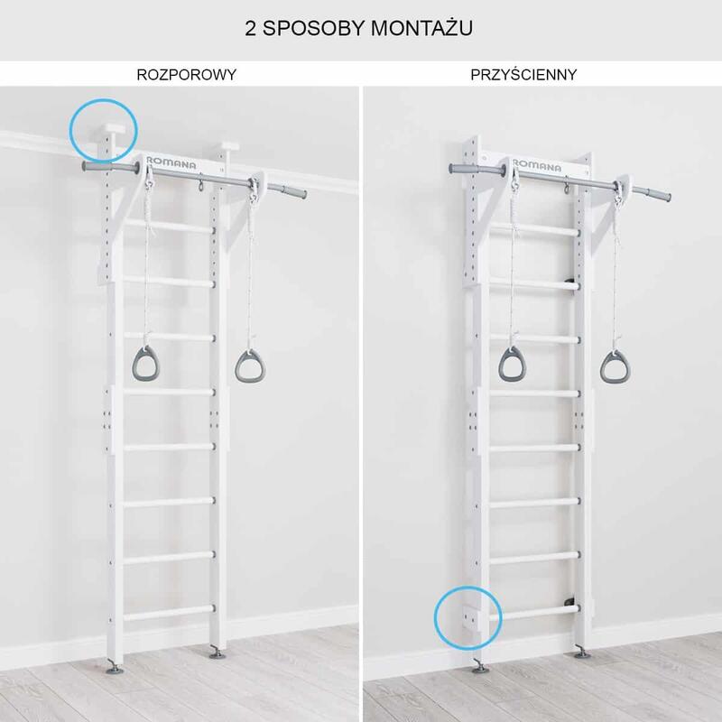 Copii Fitness Spalier Gimnastică Bare Inele Eco 1 Alb Metal Scări