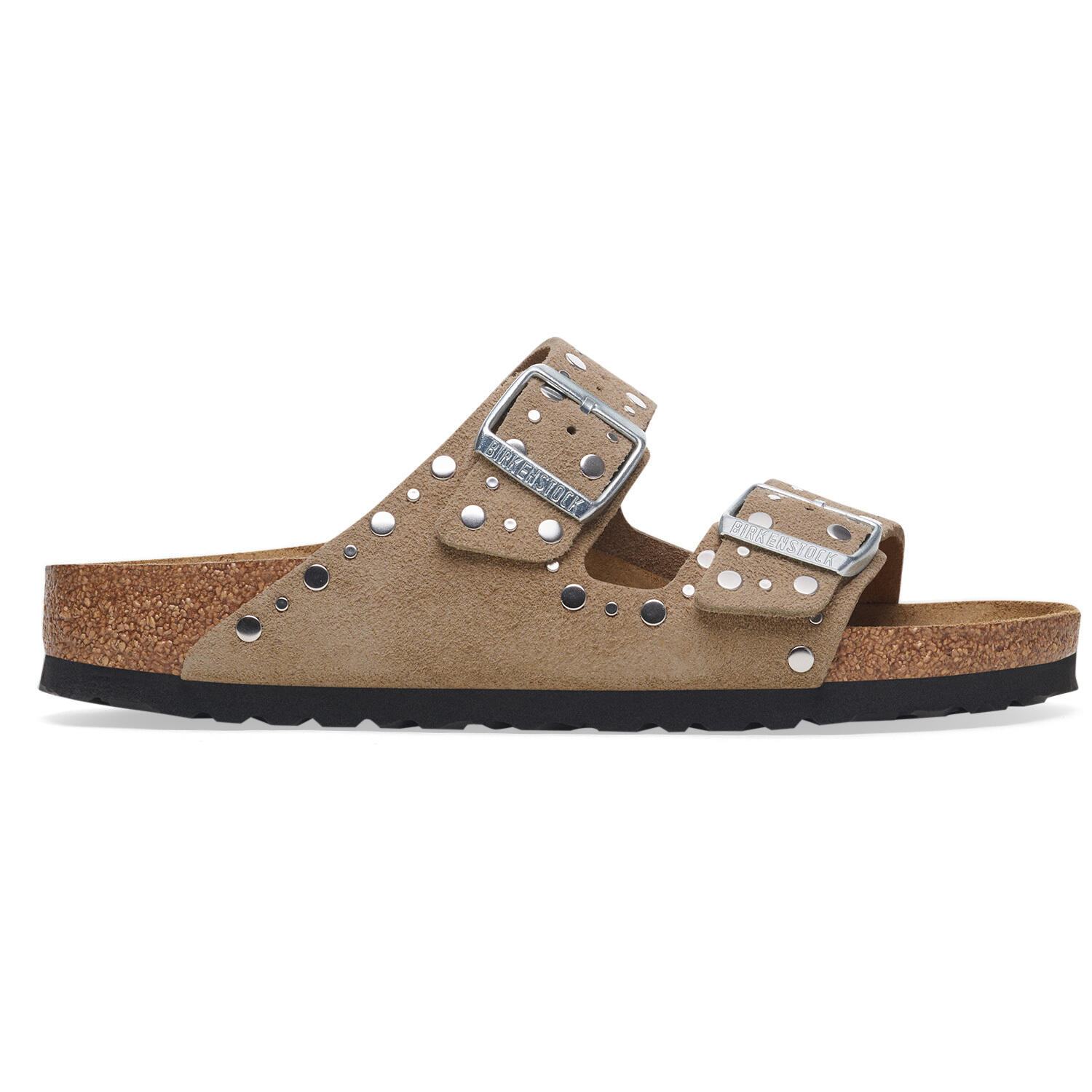Sandales Plates Femme Birkenstock Arizona Rivet Marron 2/6