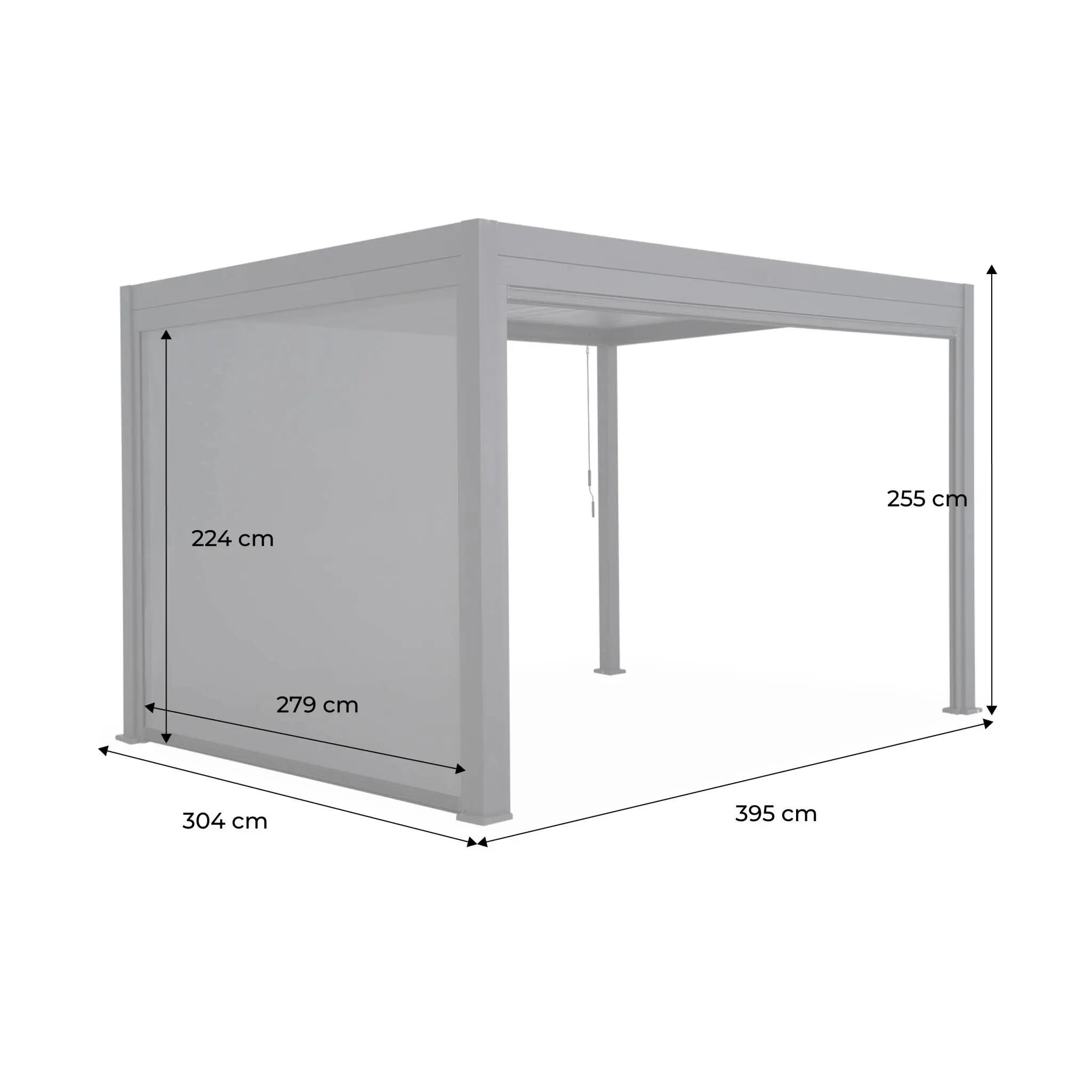 Pérgola bioclimática 3x4m + 1 toldo vertical de 3m, Blanco 4/6