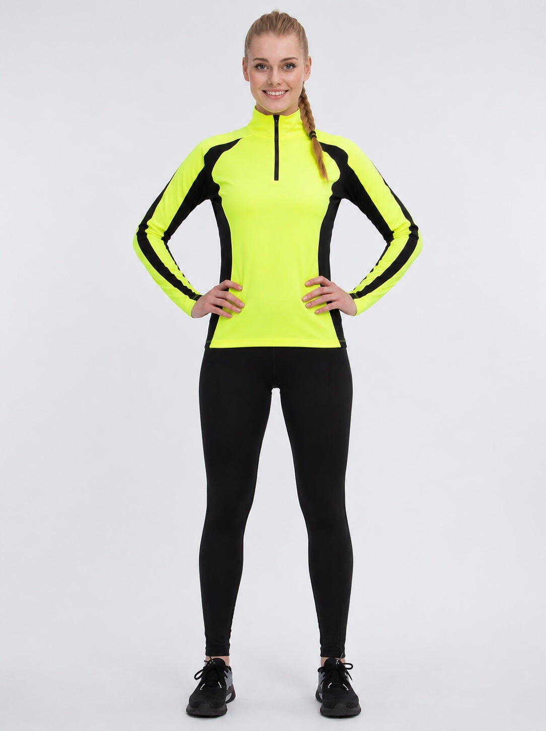 Damen Thermal Fahrradhose Lang Schwarz
