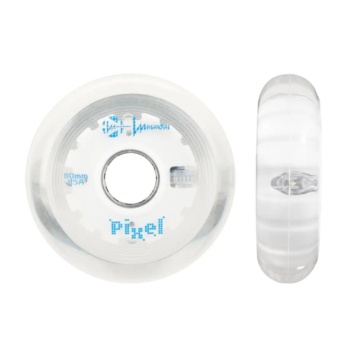 Zestaw 4 kółek do rolek Luminous 80mm/85A Pixel Clear Tornado Blue LED 4/4