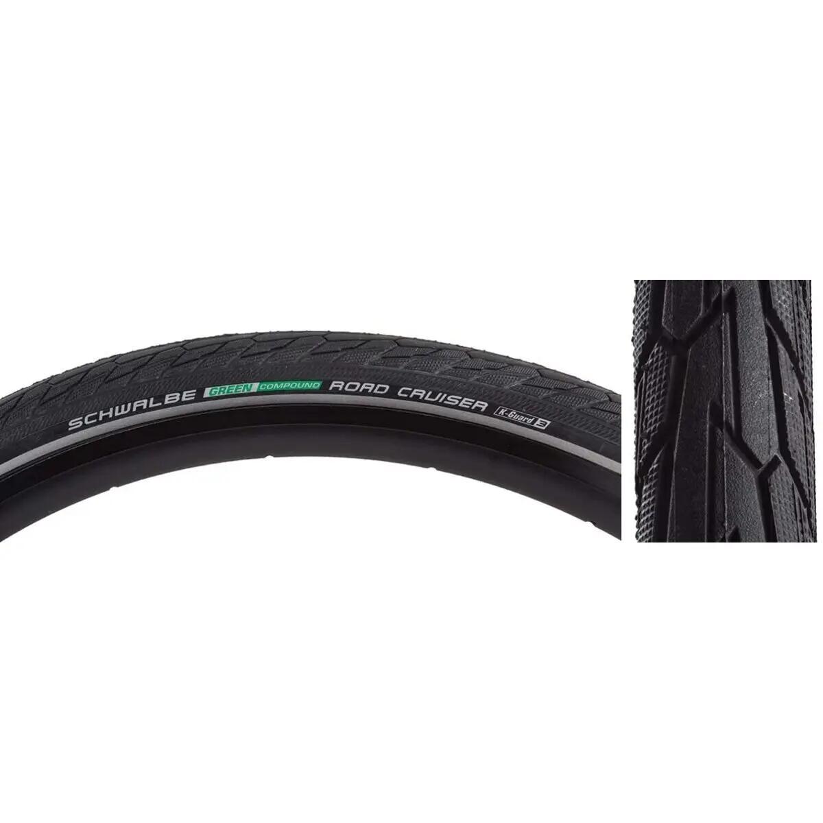 Pneu Schwalbe Road Cruiser 28'' Tubetype Rigide K-Guard Green Compound Noir Réfl 5/6