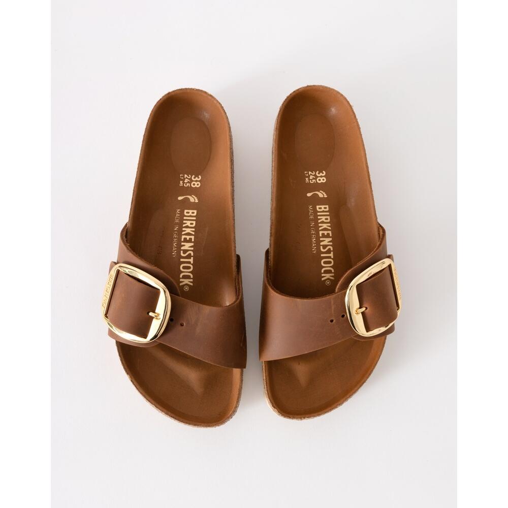 Pantoletten Birkenstock Madrid Big Buckle Cognac Dame 3/6