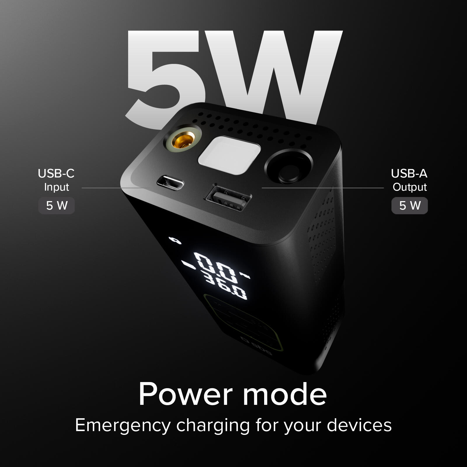 Compressore Portatile Mini Pompa con Power Bank 3600mAh e Torcia LED 5/7