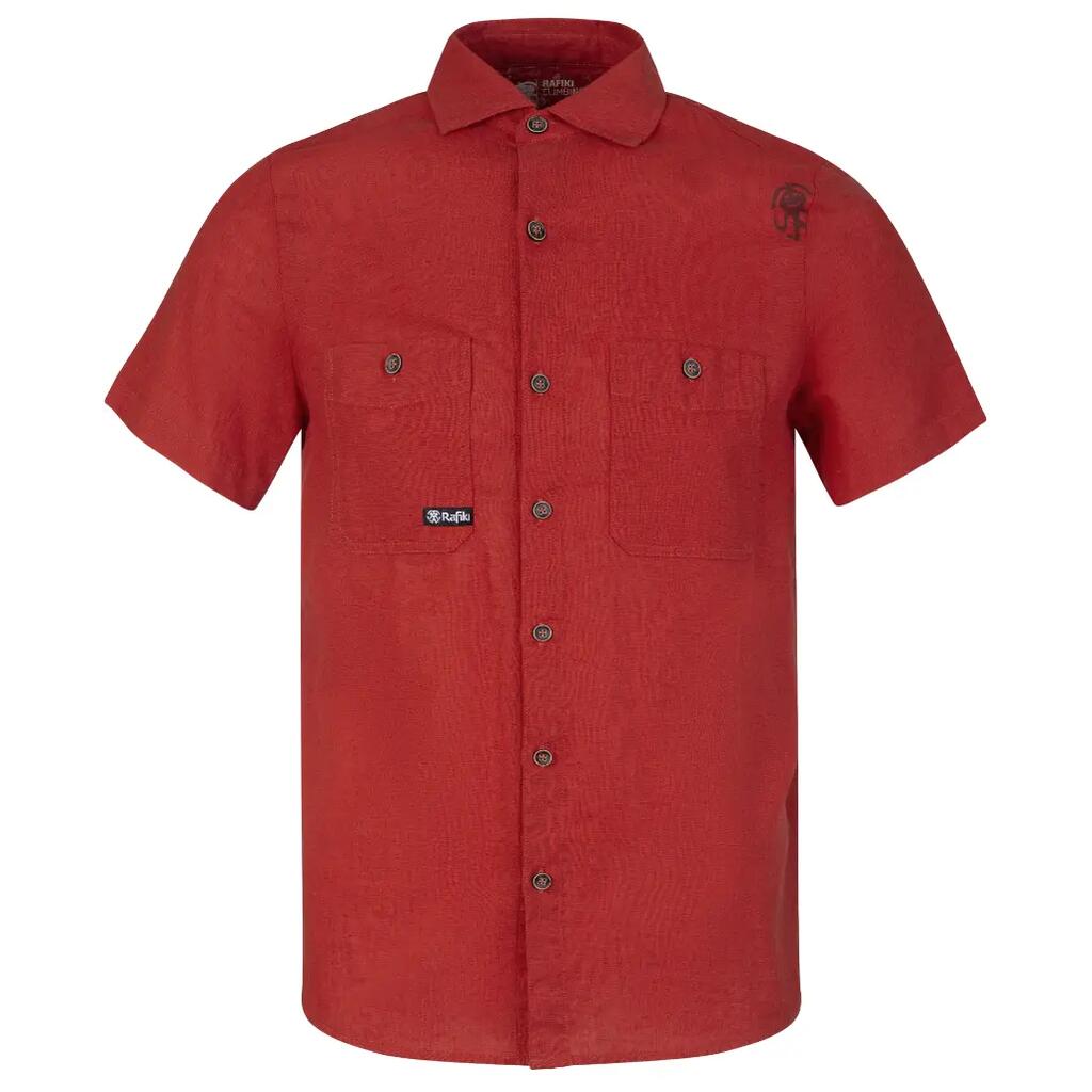 Men's cotton-linen button-up shirt RAFIKI red