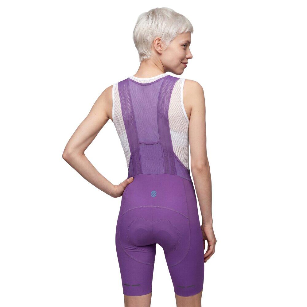 Damskie spodenki rowerowe z szelkami Siroko BX-W Neon Riders Purple