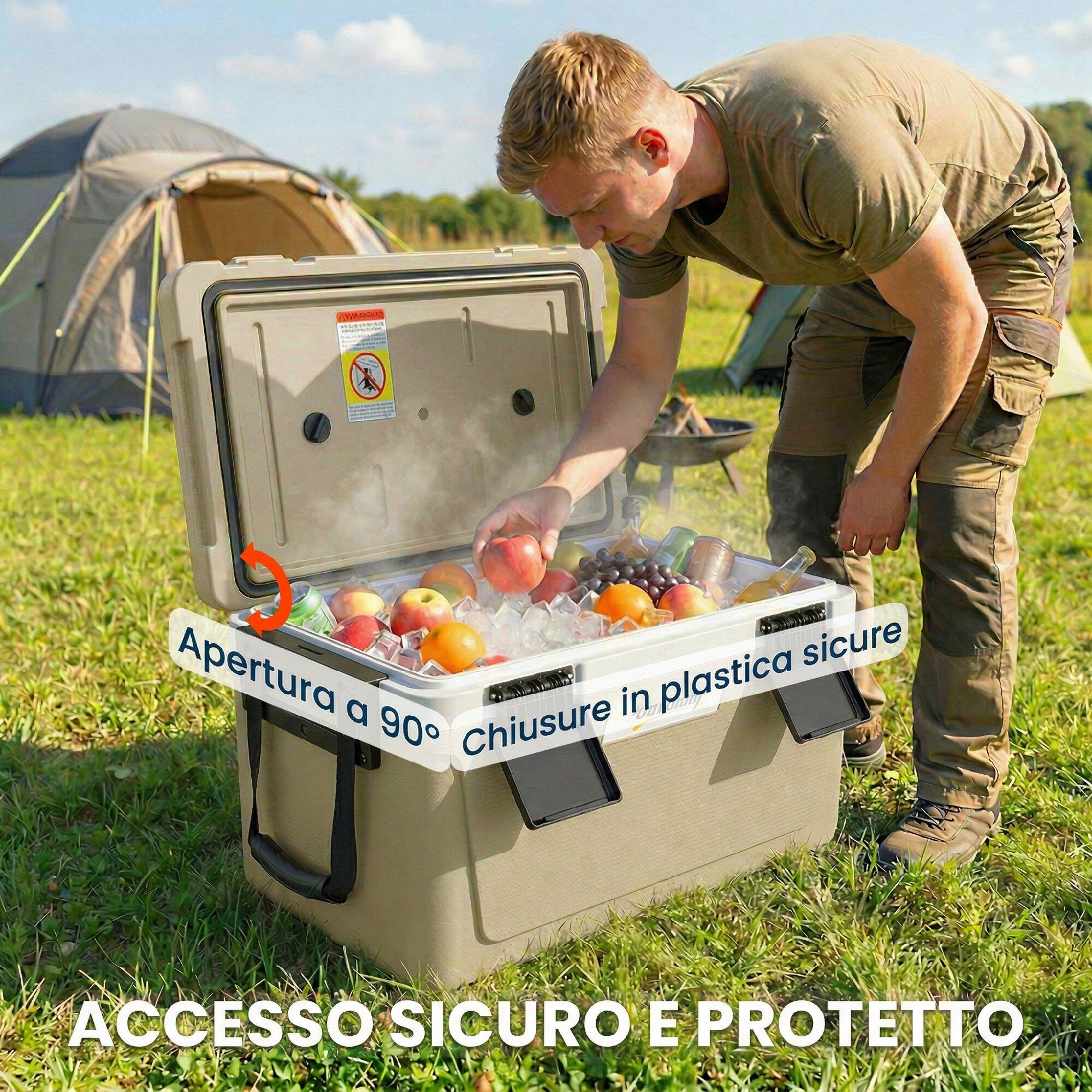 Outsunny Cooler Box con Maniglia e Coperchio, 42,6L, Cachi 6/8