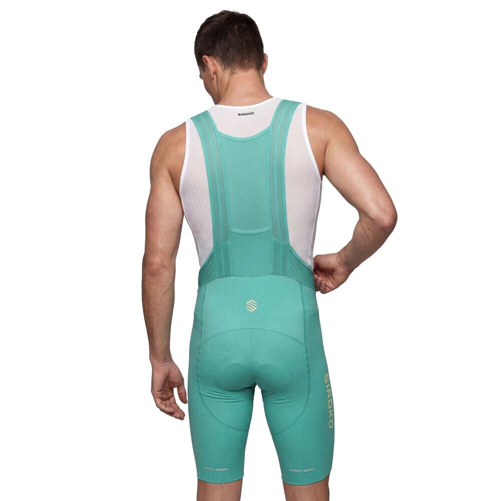 Męskie spodenki rowerowe z szelkami Siroko BX Neon Riders Green