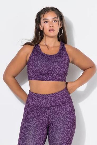 Femme Brassière de sport à motif léopard et doublure en mesh