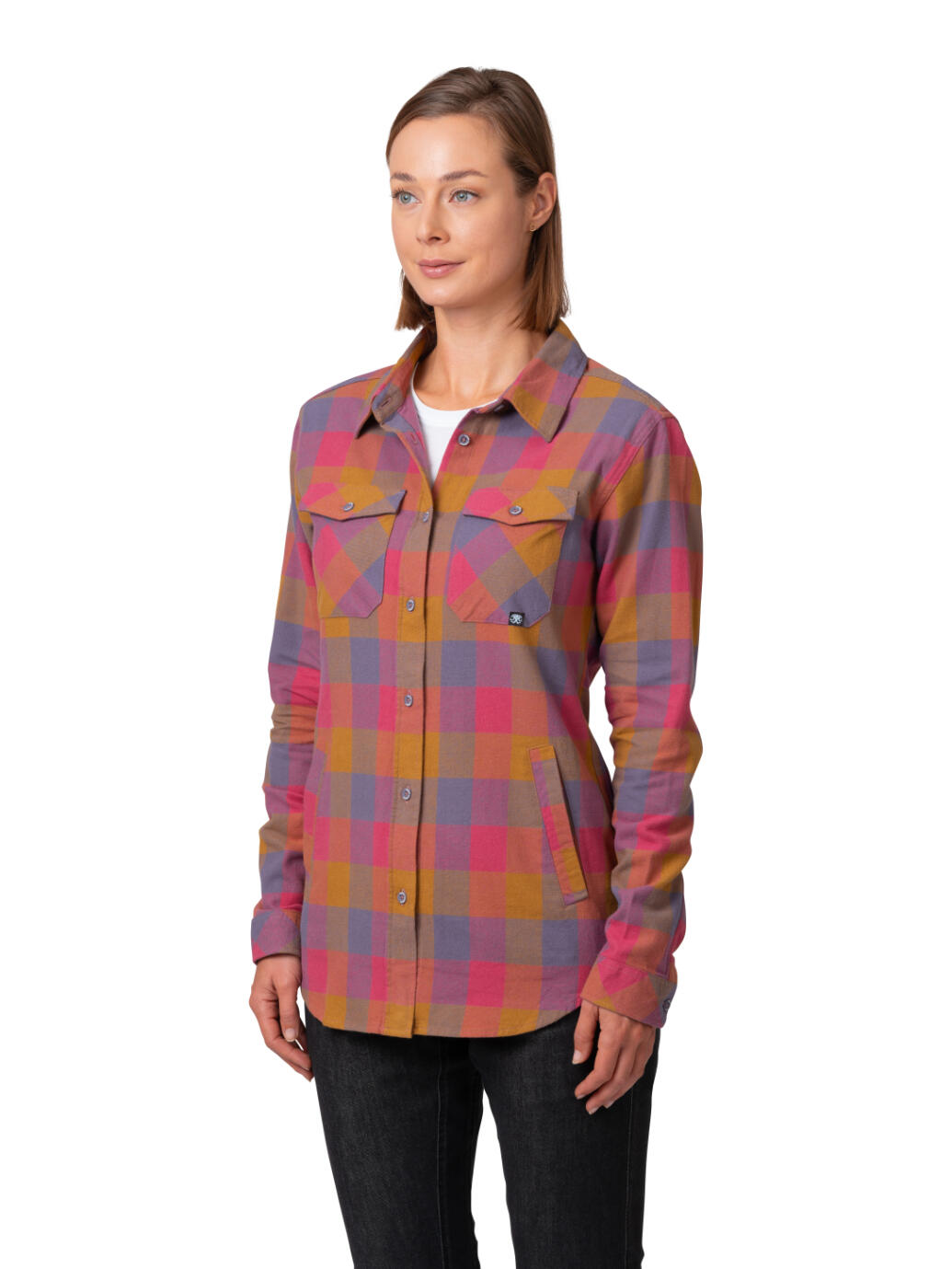 Camisa de mujer de franela con 2 bolsillos laterales RAFIKI naranja 3/7