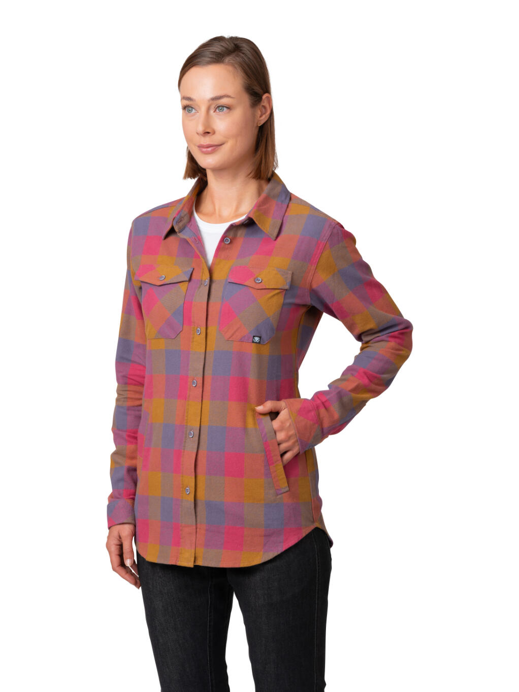 Camisa de mujer de franela con 2 bolsillos laterales RAFIKI naranja 7/7