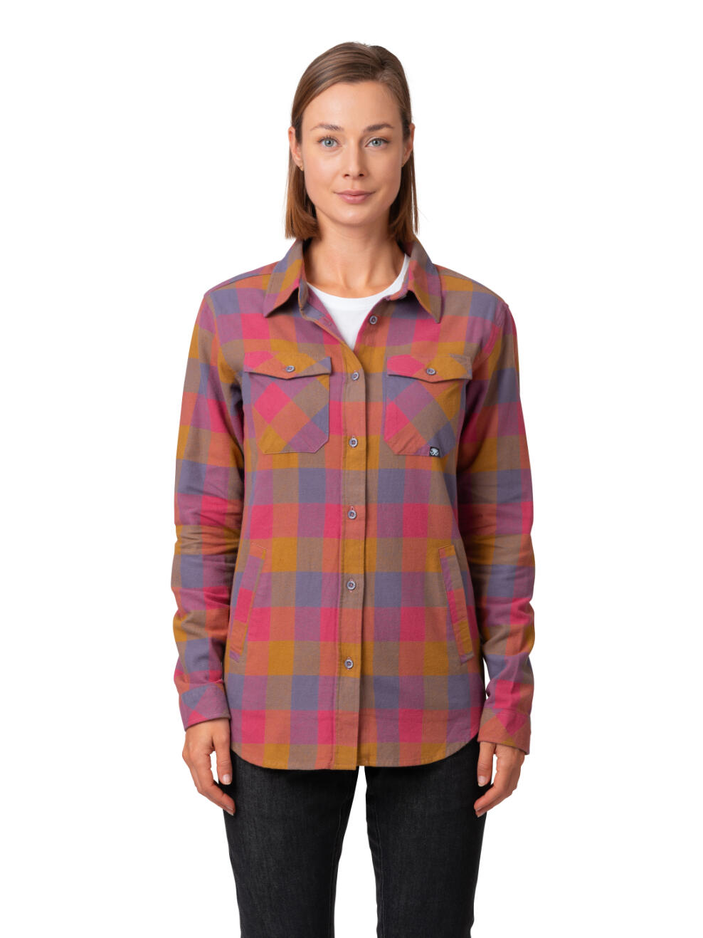 Camisa de mujer de franela con 2 bolsillos laterales RAFIKI naranja 5/7