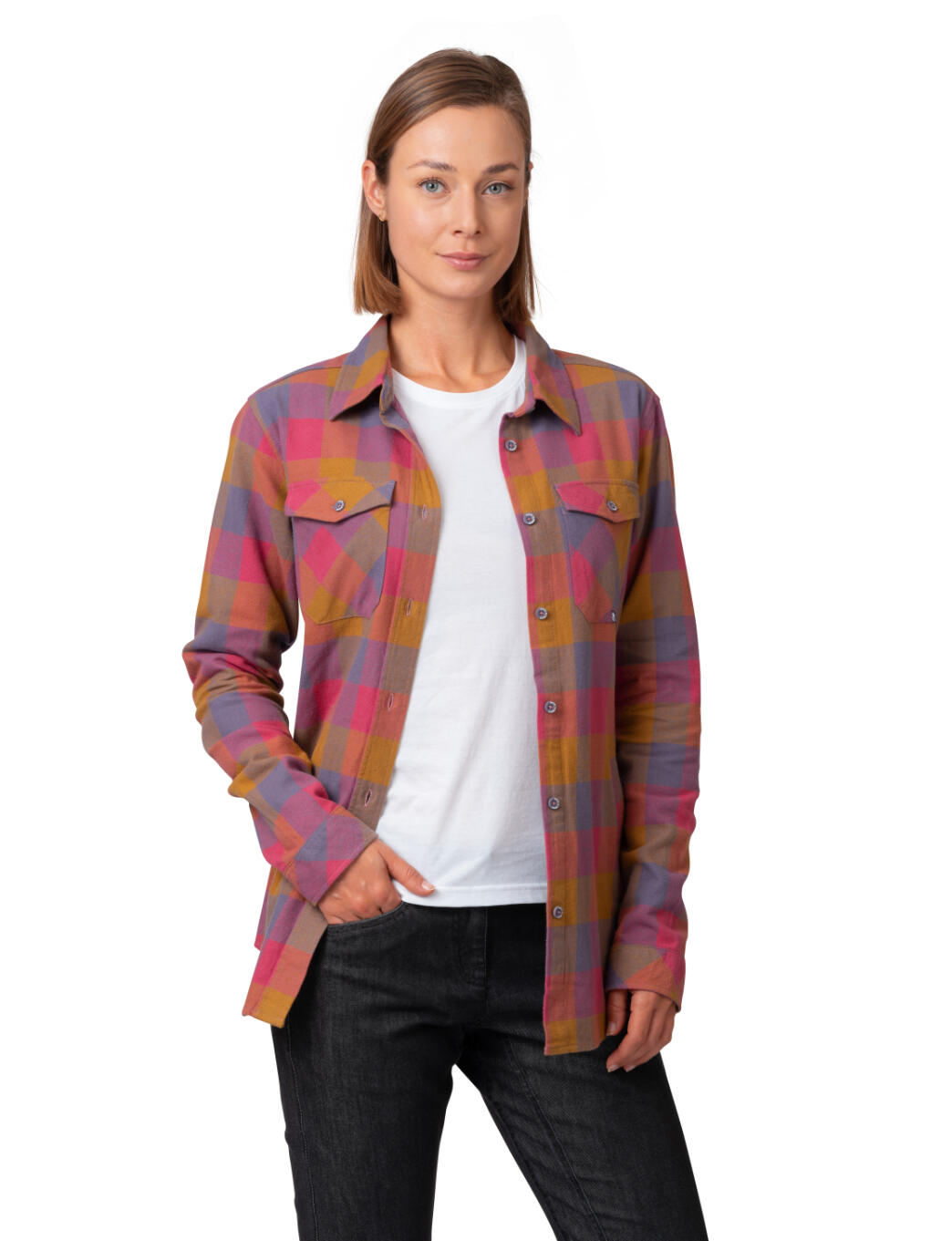 Camisa de mujer de franela con 2 bolsillos laterales RAFIKI naranja 4/7