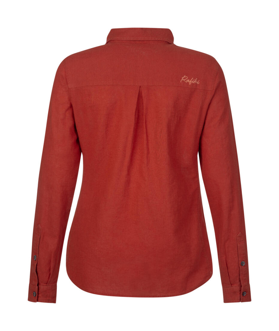 Chemise boutonnée à manches longues en lin pour femme RAFIKI rouge 2/7
