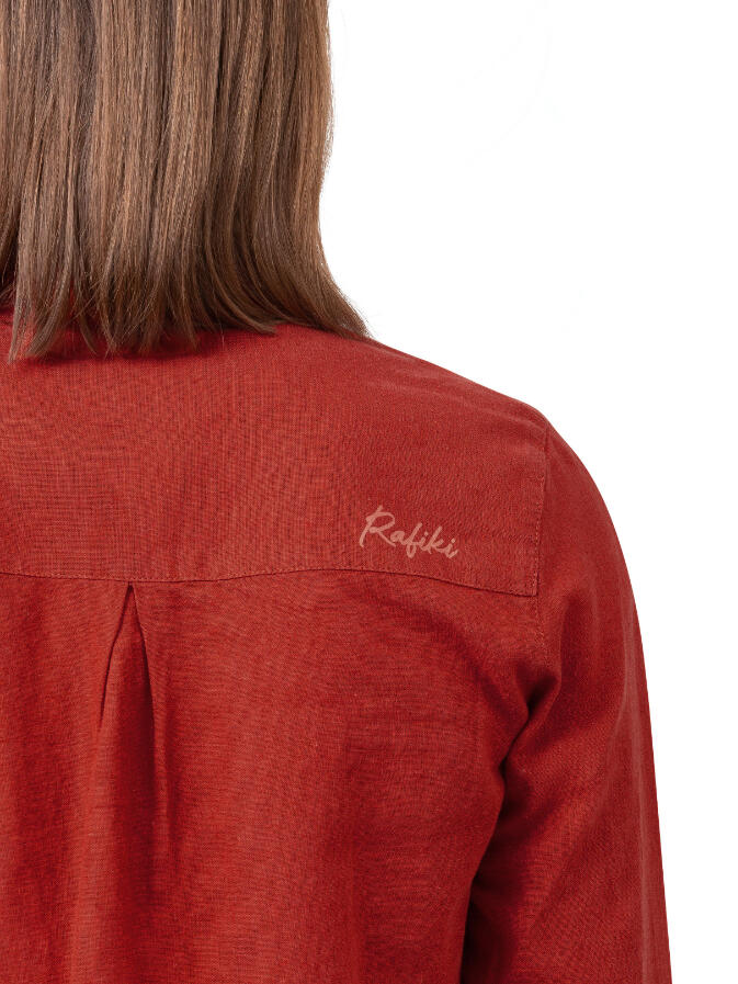 Chemise boutonnée à manches longues en lin pour femme RAFIKI rouge 7/7