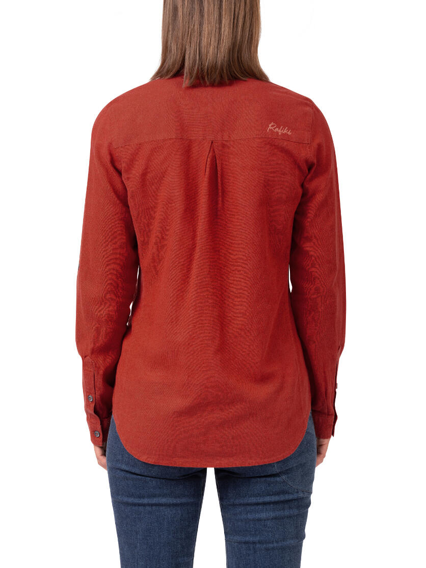 Chemise boutonnée à manches longues en lin pour femme RAFIKI rouge 6/7