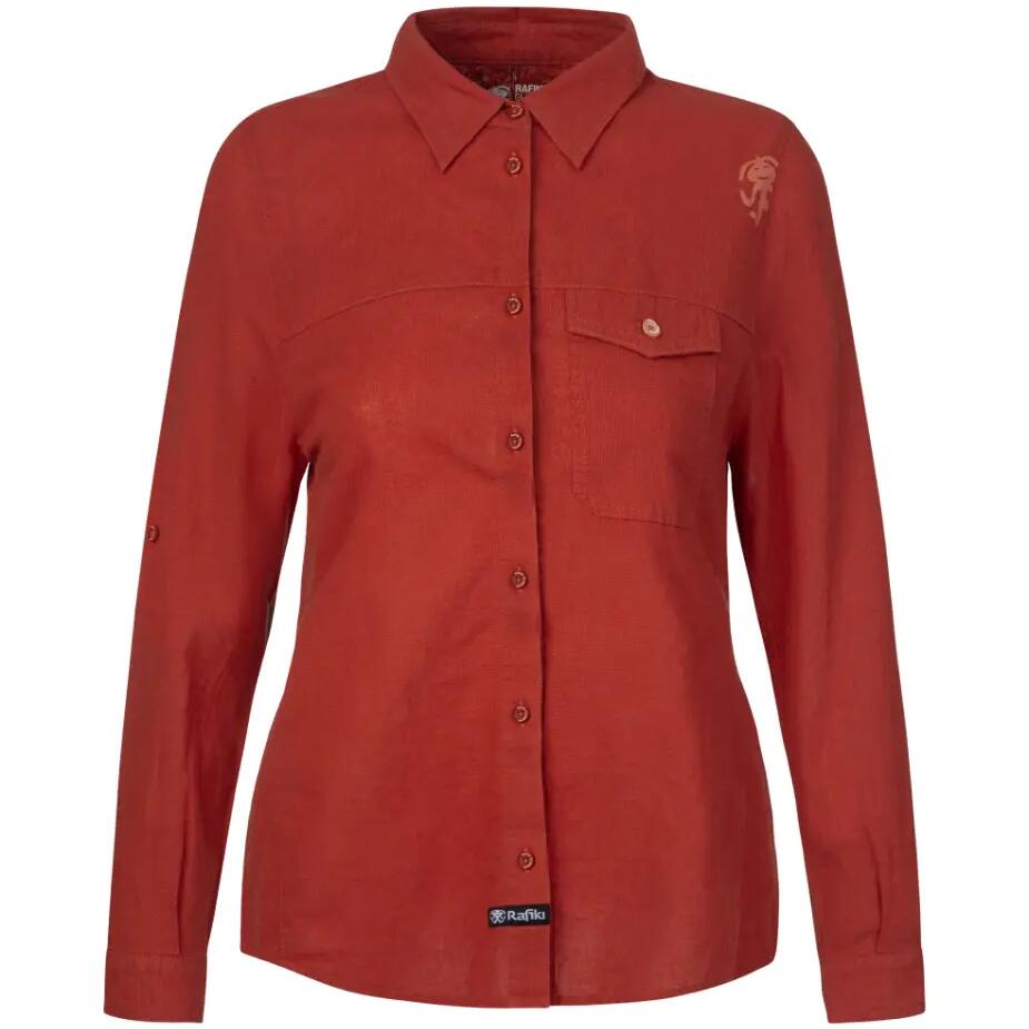 Women's button-up long-sleeve linen shirt RAFIKI red