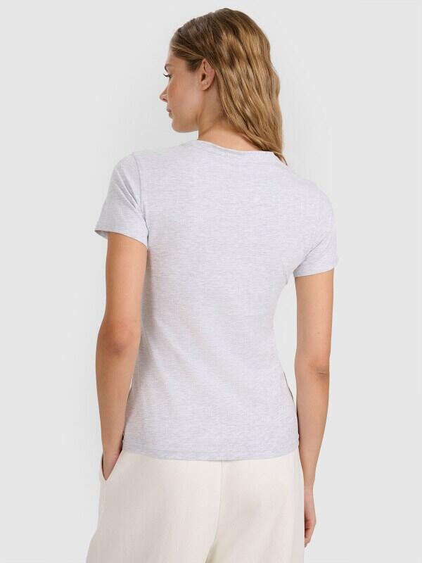 T-shirt slim gładki damski 4F 4FWMM00TTSHF2255 4/7