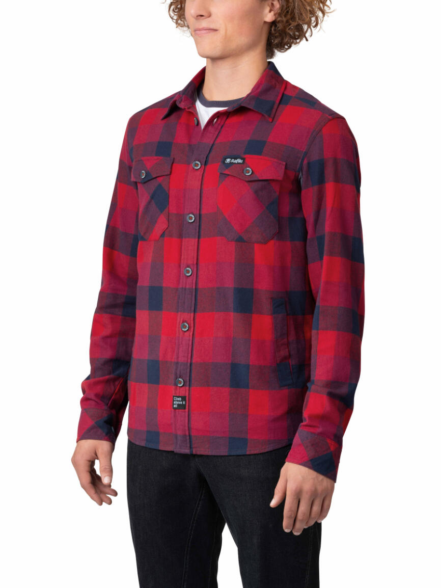 Camisa de escalada de franela de peso medio para hombre RAFIKI roja 3/7