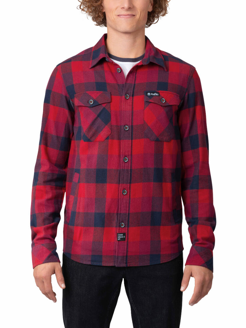 Camisa de escalada de franela de peso medio para hombre RAFIKI roja 5/7