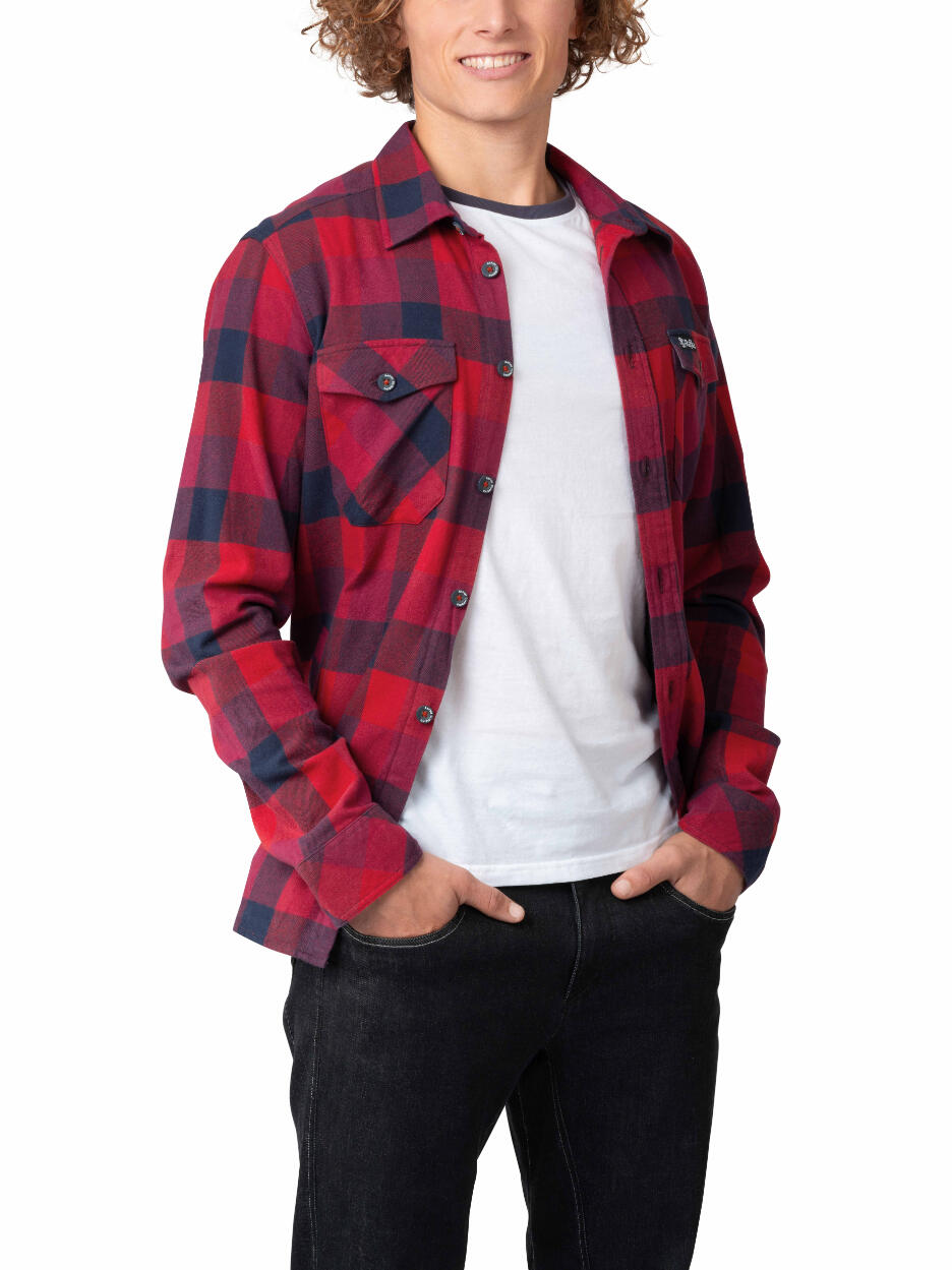 Camisa de escalada de franela de peso medio para hombre RAFIKI roja 4/7