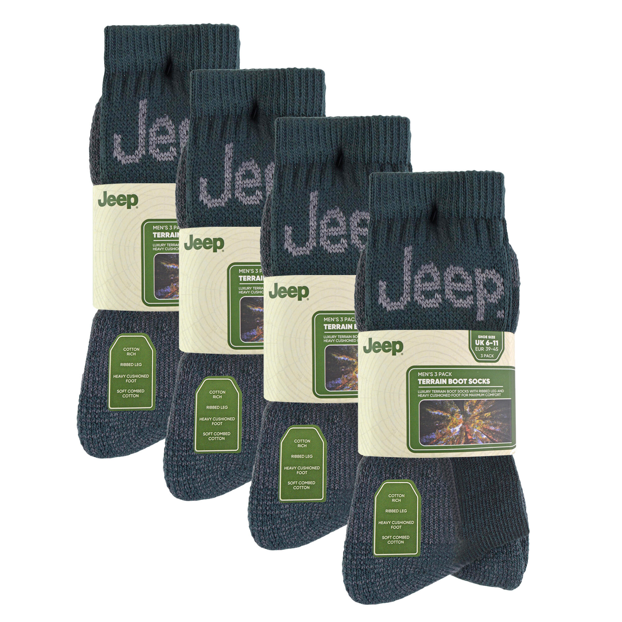 Jeep - 12 Paia Calzini Trekking Uomo in Cotone Imbottiti Lusso 2/5