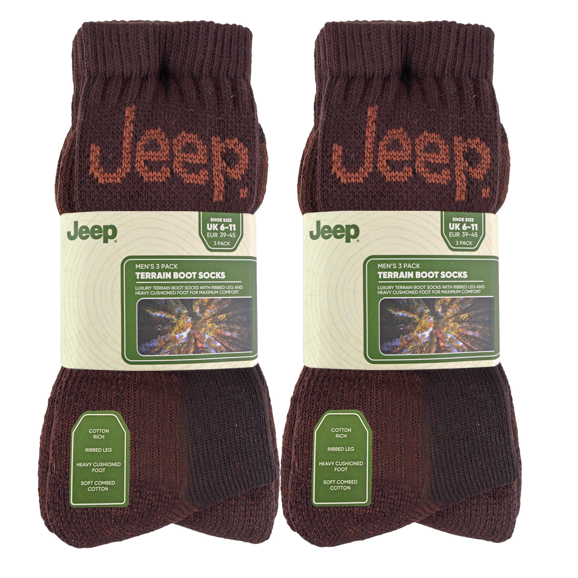 Jeep - 6 Paia Calzini Trekking Uomo Lusso in Cotone Imbottiti 2/5