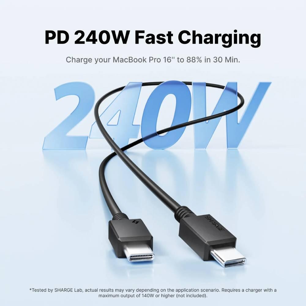 240W USB-C-Schnellladekabel 3 m geflochten 2/7