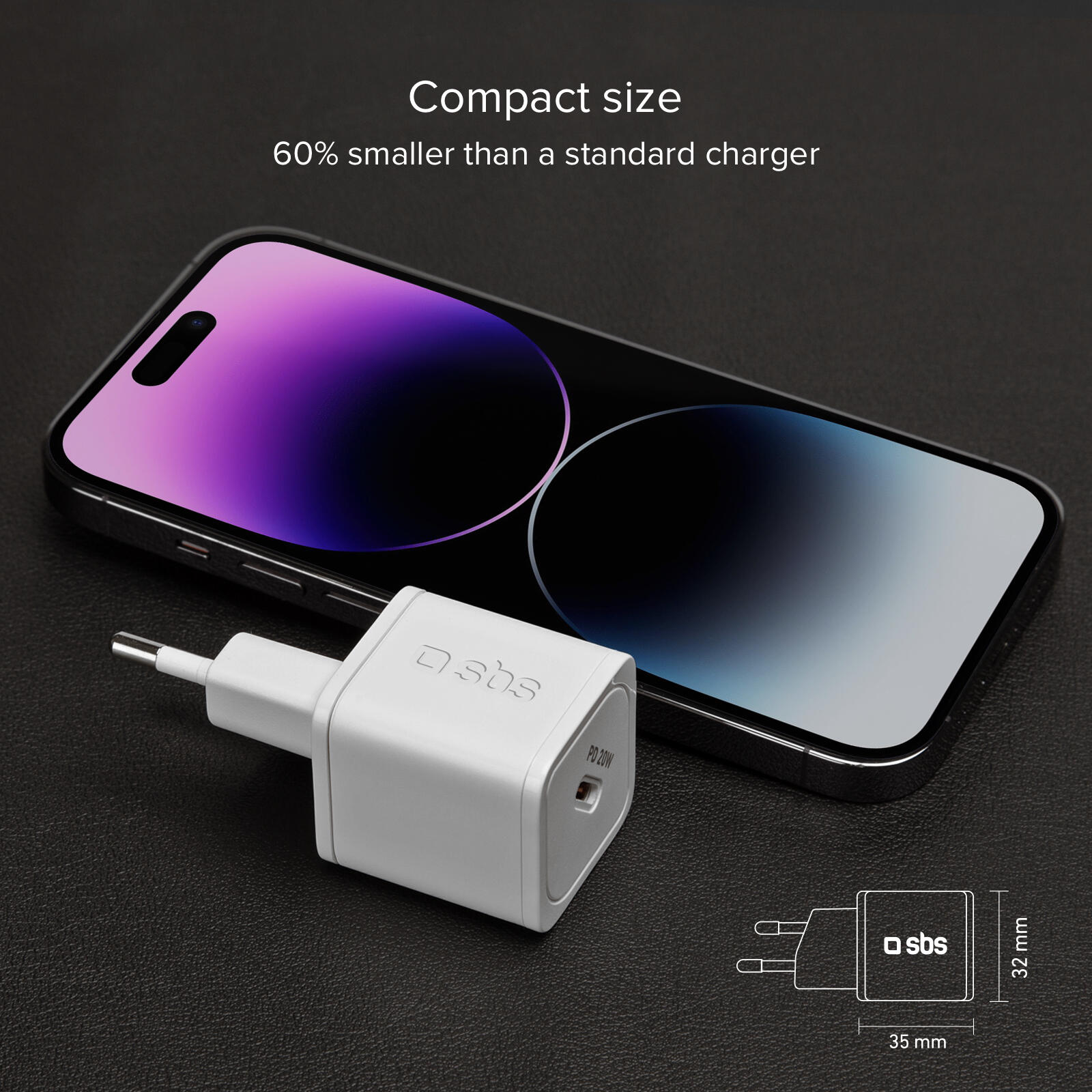 Caricatore GaN 20W USB‑C 4/7