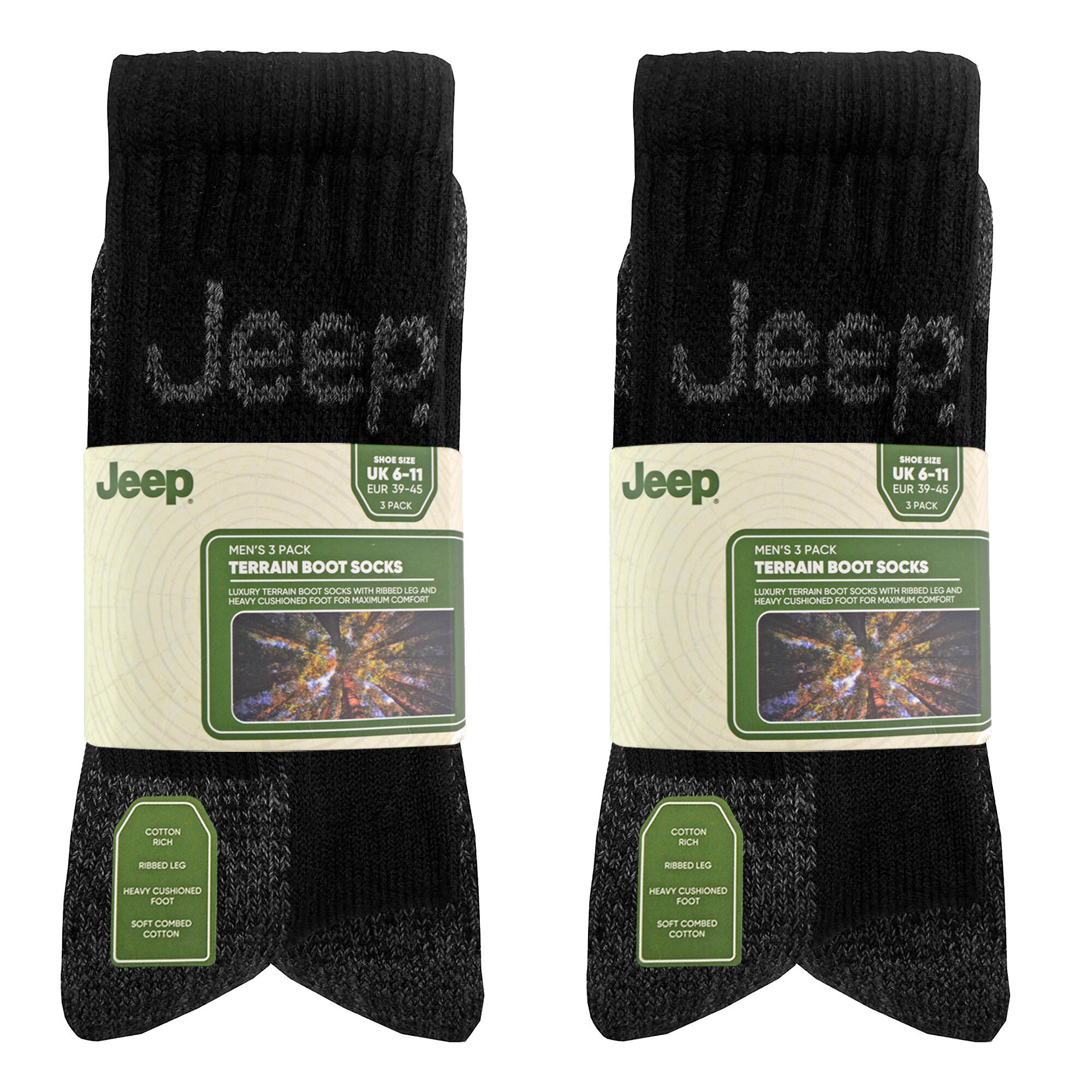 Jeep - 6 Paia Calzini Trekking Uomo Lusso in Cotone Imbottiti 2/5