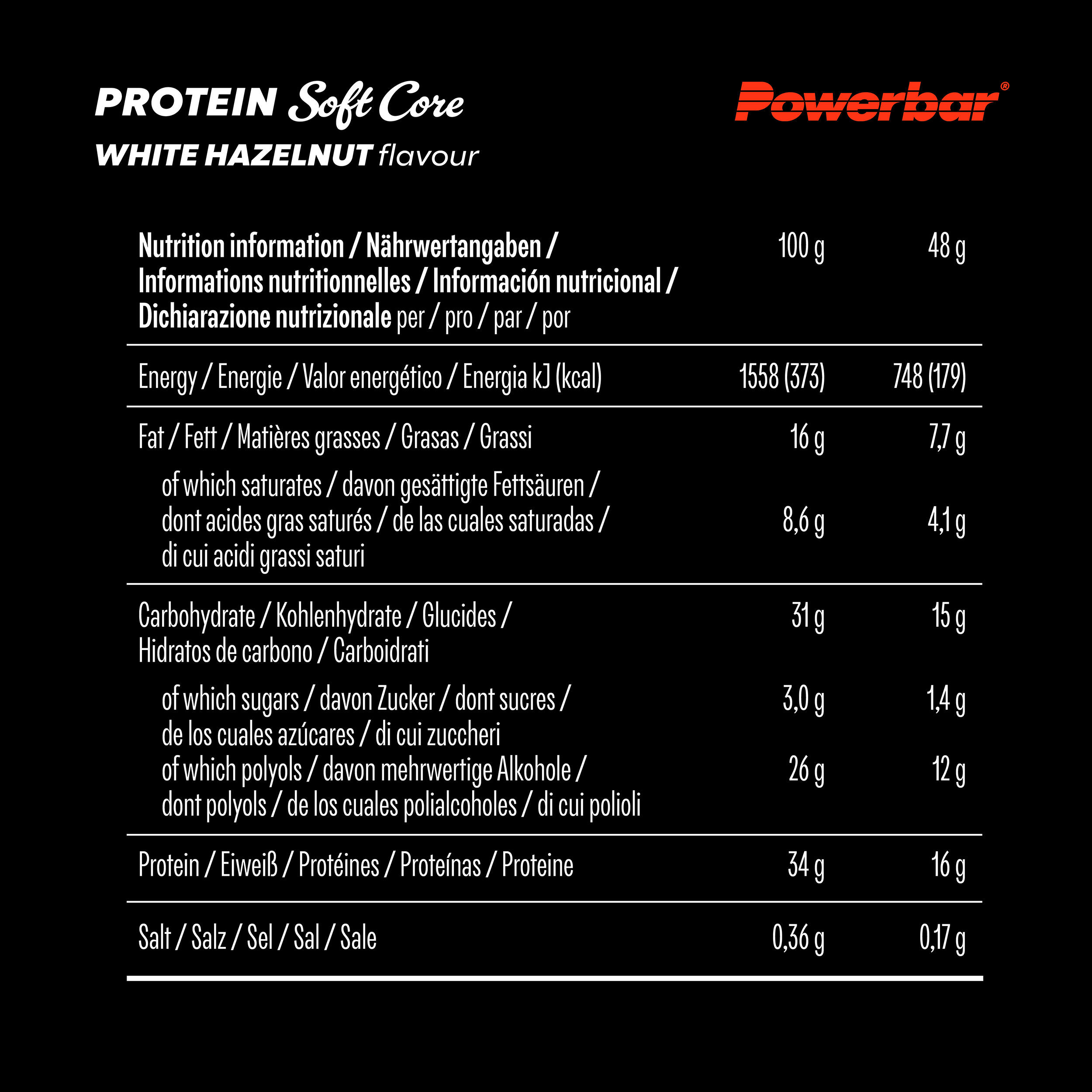 Powerbar Soft Core White Hazelnut 12x48g High Protein Low Sugar Riegel 2/5