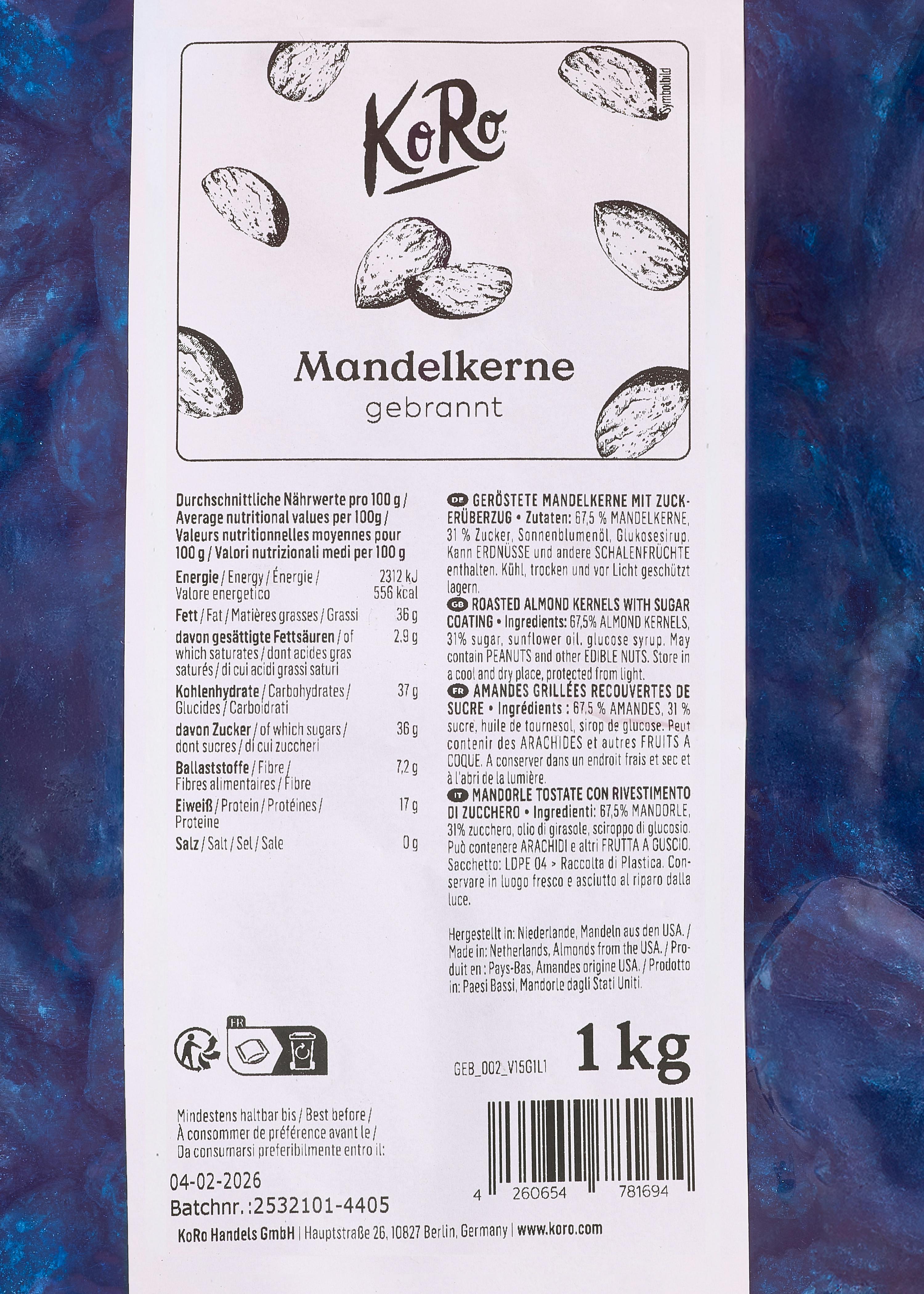 KoRo - Mandorle pralinate 1 kg - deliziose, confezione grande, snack dolce 6/6