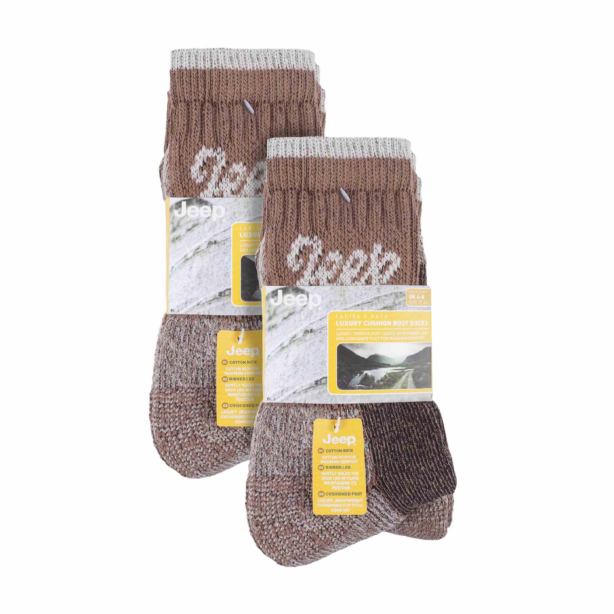 6er Pack Damen Wandersocken Atmungsaktiv | Jeep Terrain | Crew Socken Baumwolle 2/4