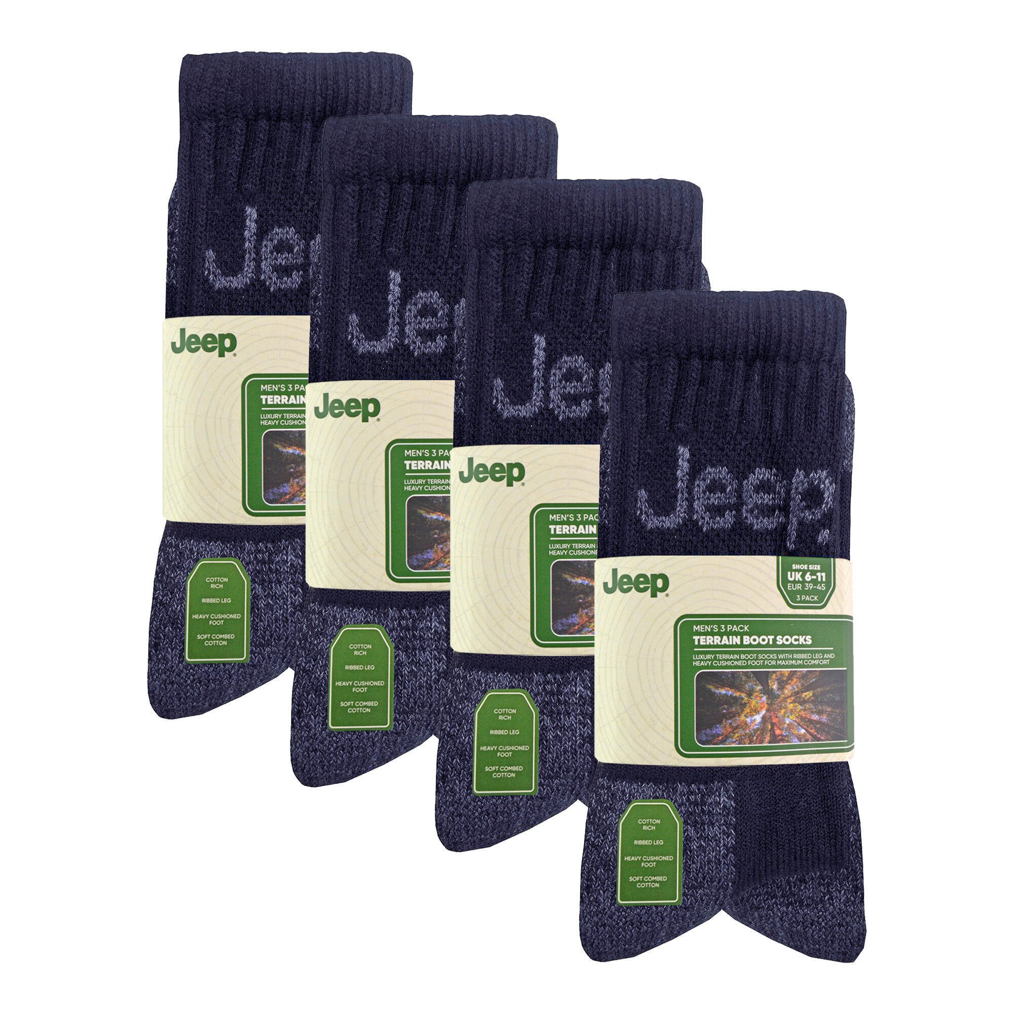 Jeep - 12 Paia Calzini Trekking Uomo in Cotone Imbottiti Lusso 2/5