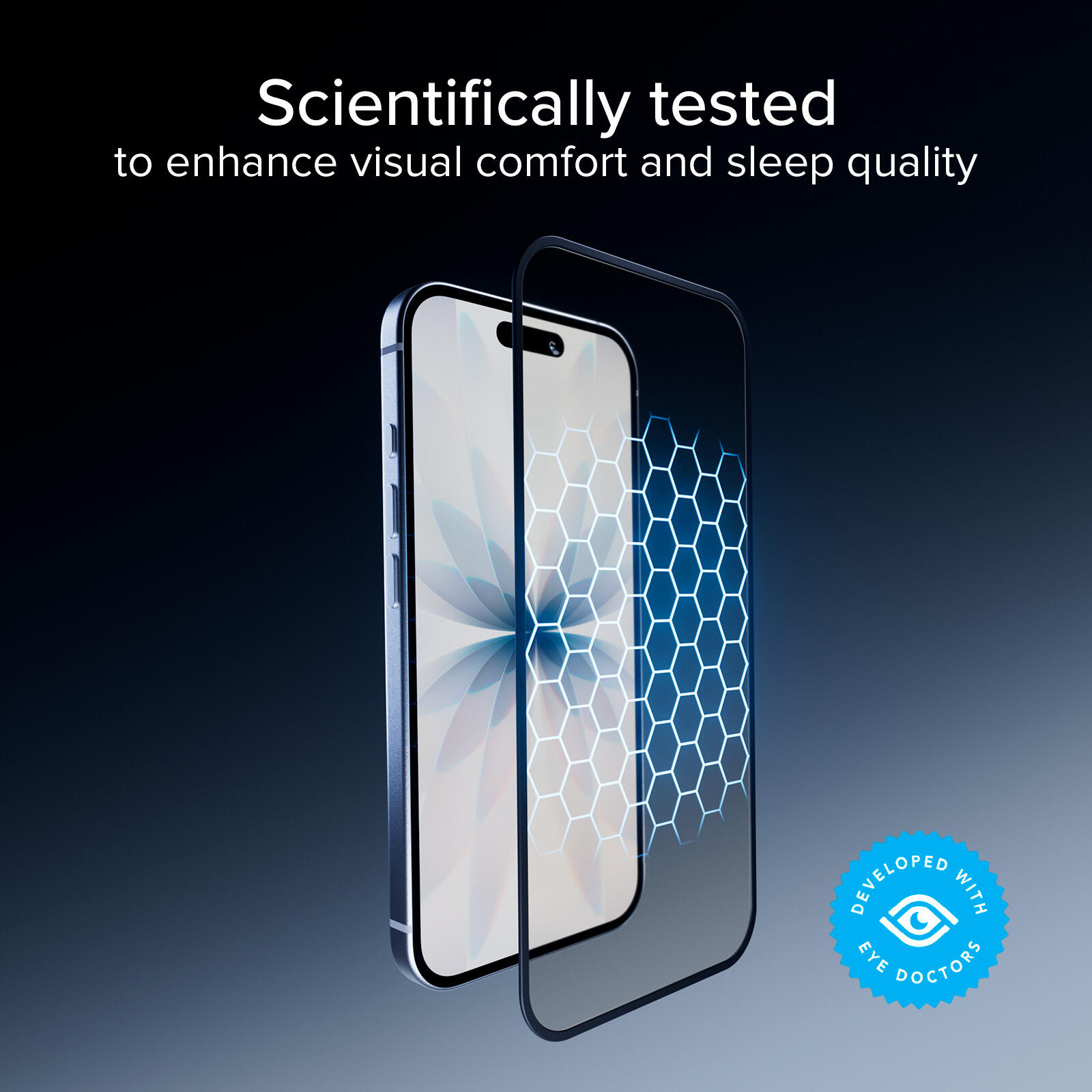 Vitre Full Cover anti‑lumière bleue pour iPhone 17/16 Pro 5/6