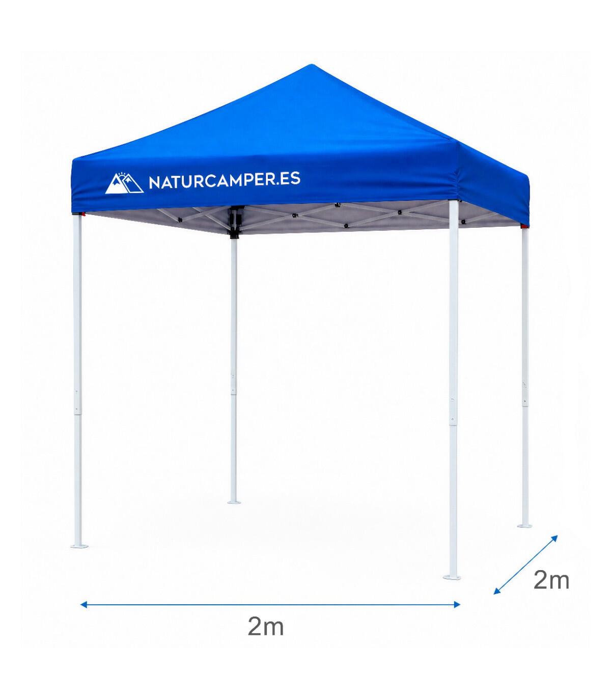 Tenda Dobrável 2x2 m Impermeável – Gazebo Pop-up Anti-UV com Lateral, Azul 4/7