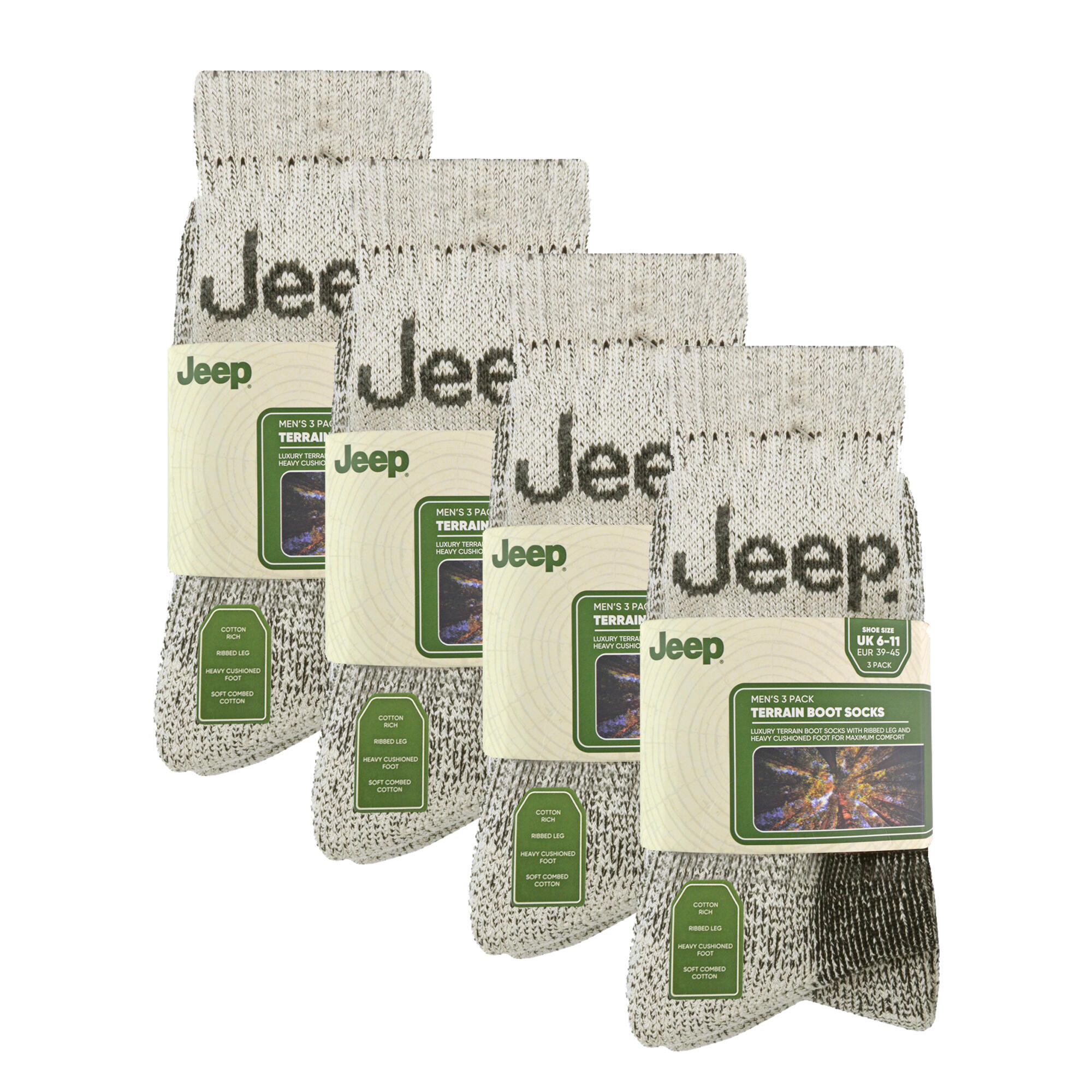 Jeep - 12 Paia Calzini Trekking Uomo in Cotone Imbottiti Lusso 2/5