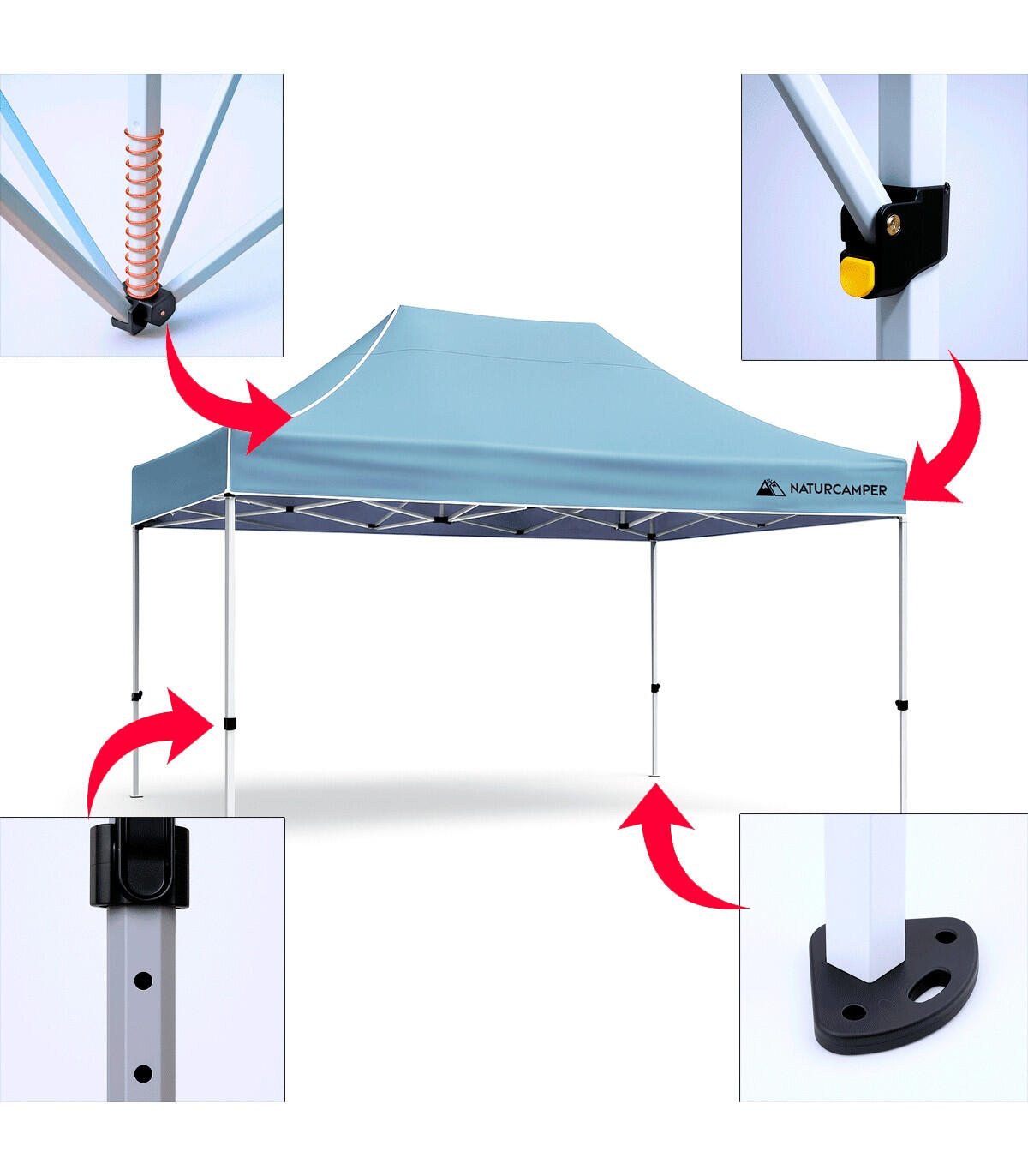 Tenda Dobrável 3x4,5m Impermeável Gazebo Jardim Eventos e Feiras Cinza 5/6