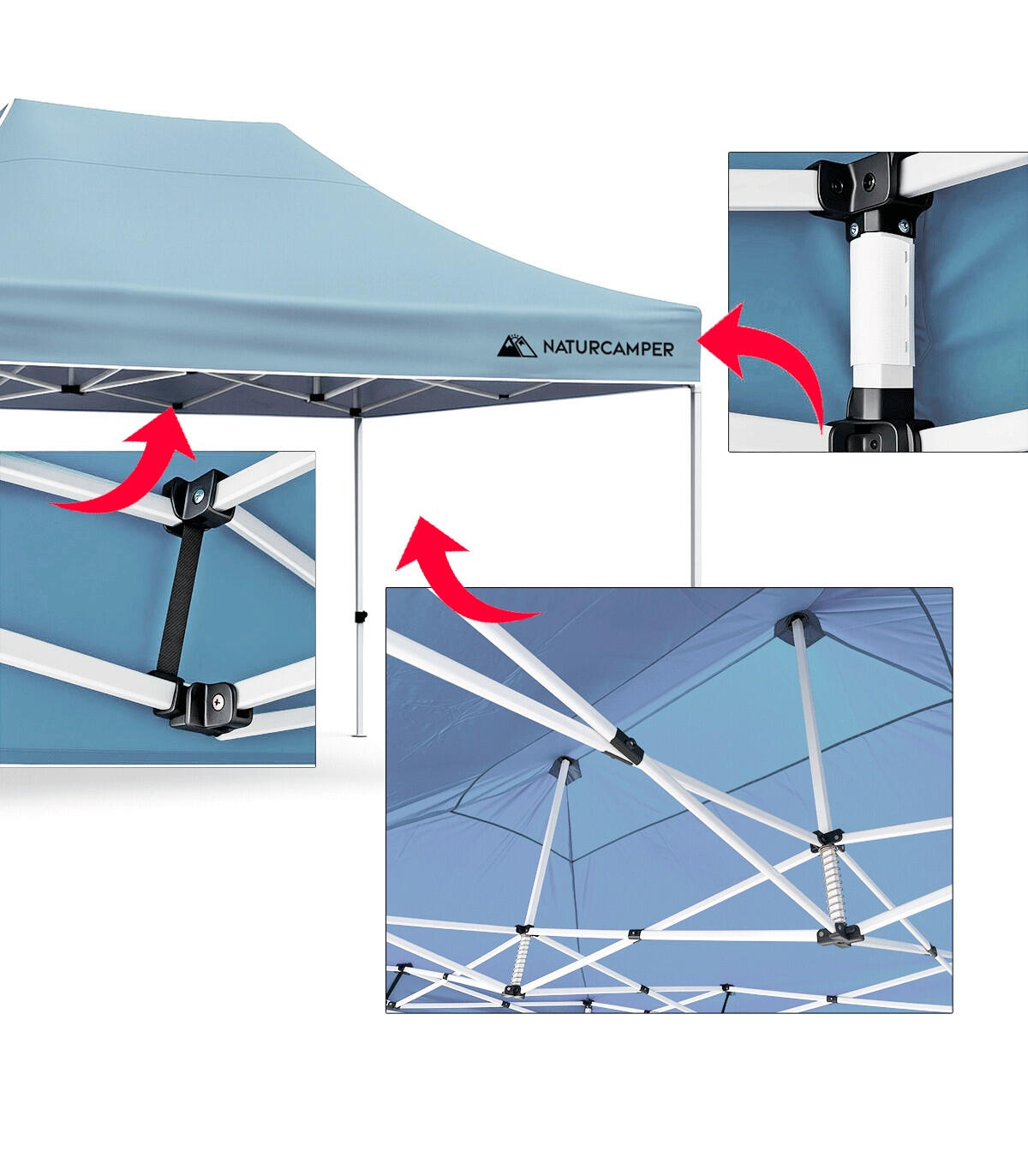 Tenda Dobrável 3x4,5m Impermeável Gazebo Jardim Eventos e Feiras Cinza 4/6