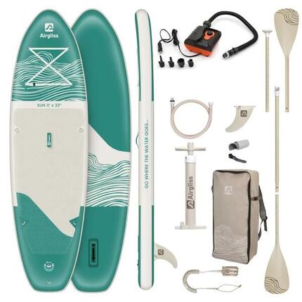 Pack Paddle Gonflable Airgliss Sun 11.0 + Pompe Électrique