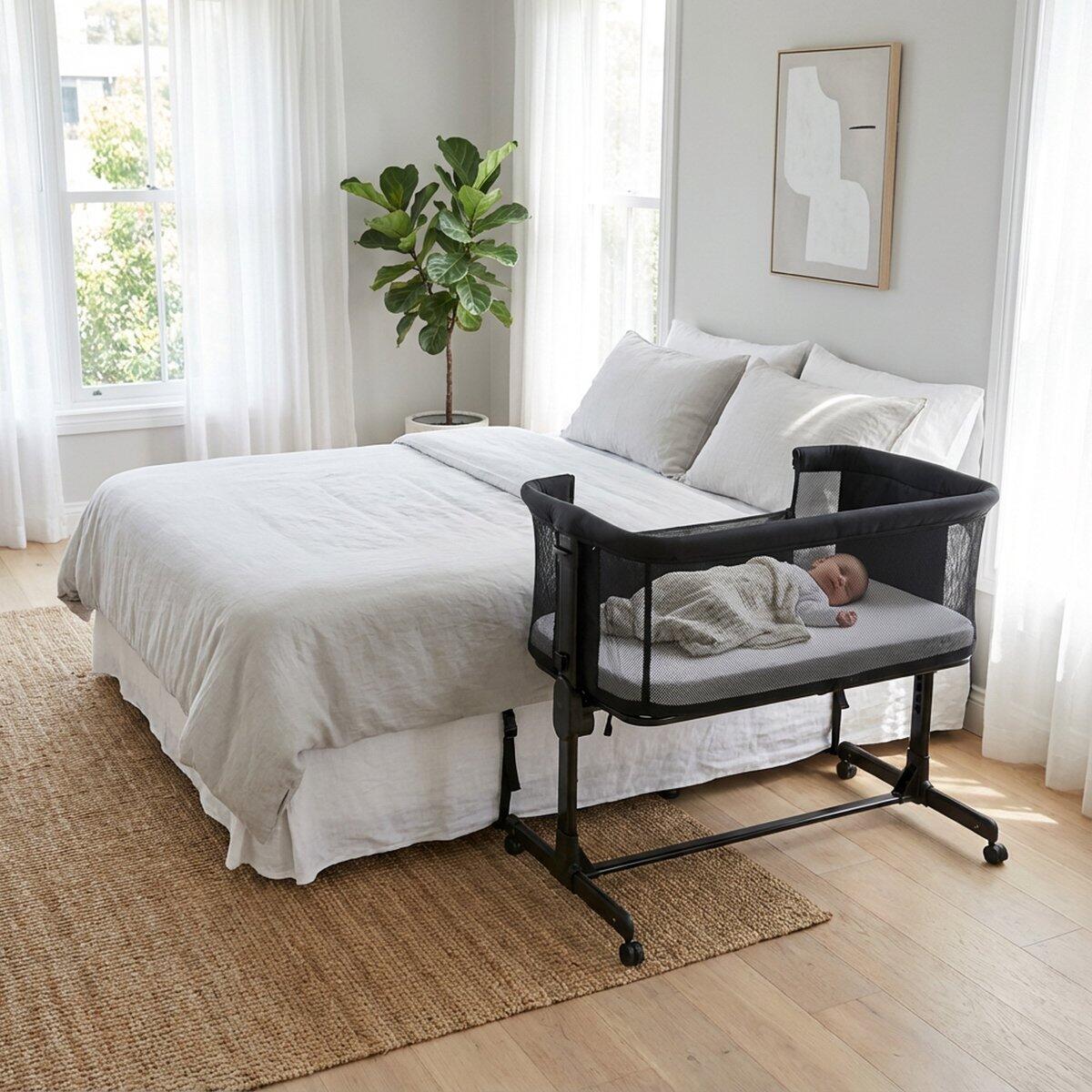 Snoozy Co-Sleeper - Cuna para bebé - Estructura ajustable - 0-6 meses - Negro 3/4