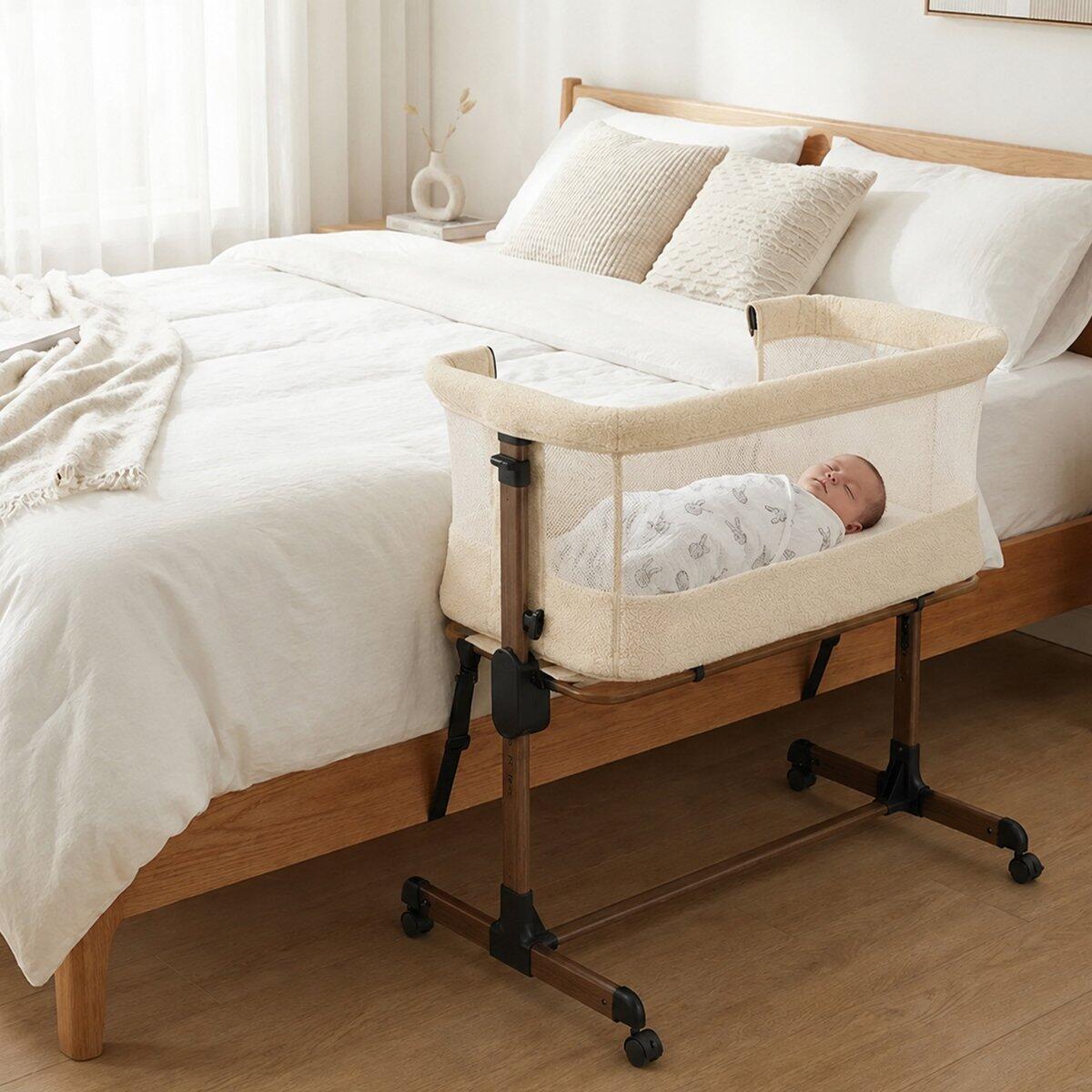 Snoozy Teddy Co Sleeper - Wieg voor Baby - Verstelbaar - 0-6 maanden - Nougat 2/7