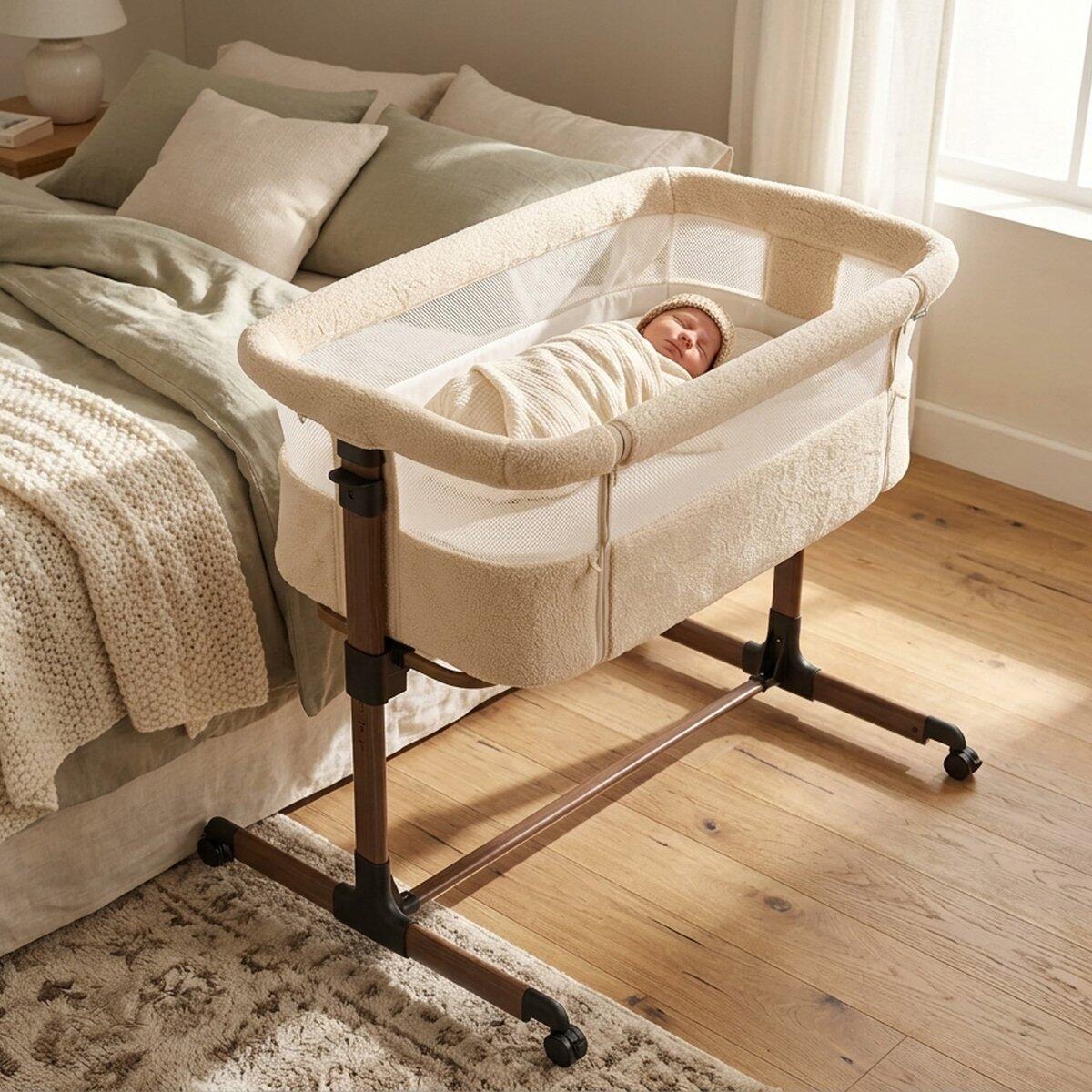Snoozy Teddy Co Sleeper - Wieg voor Baby - Verstelbaar - 0-6 maanden - Nougat 5/7