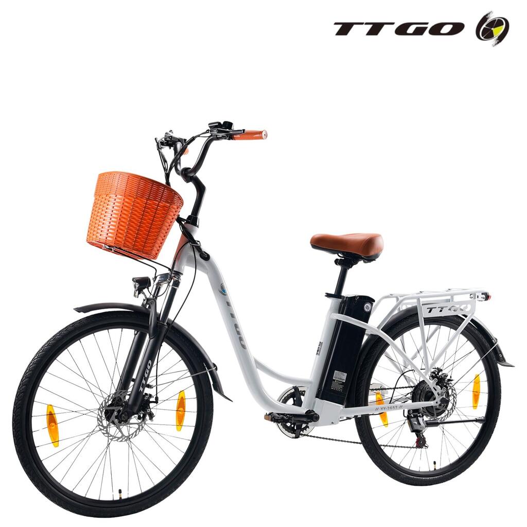 E-Bike low step-through YY26 80km electric bicycle unisex white