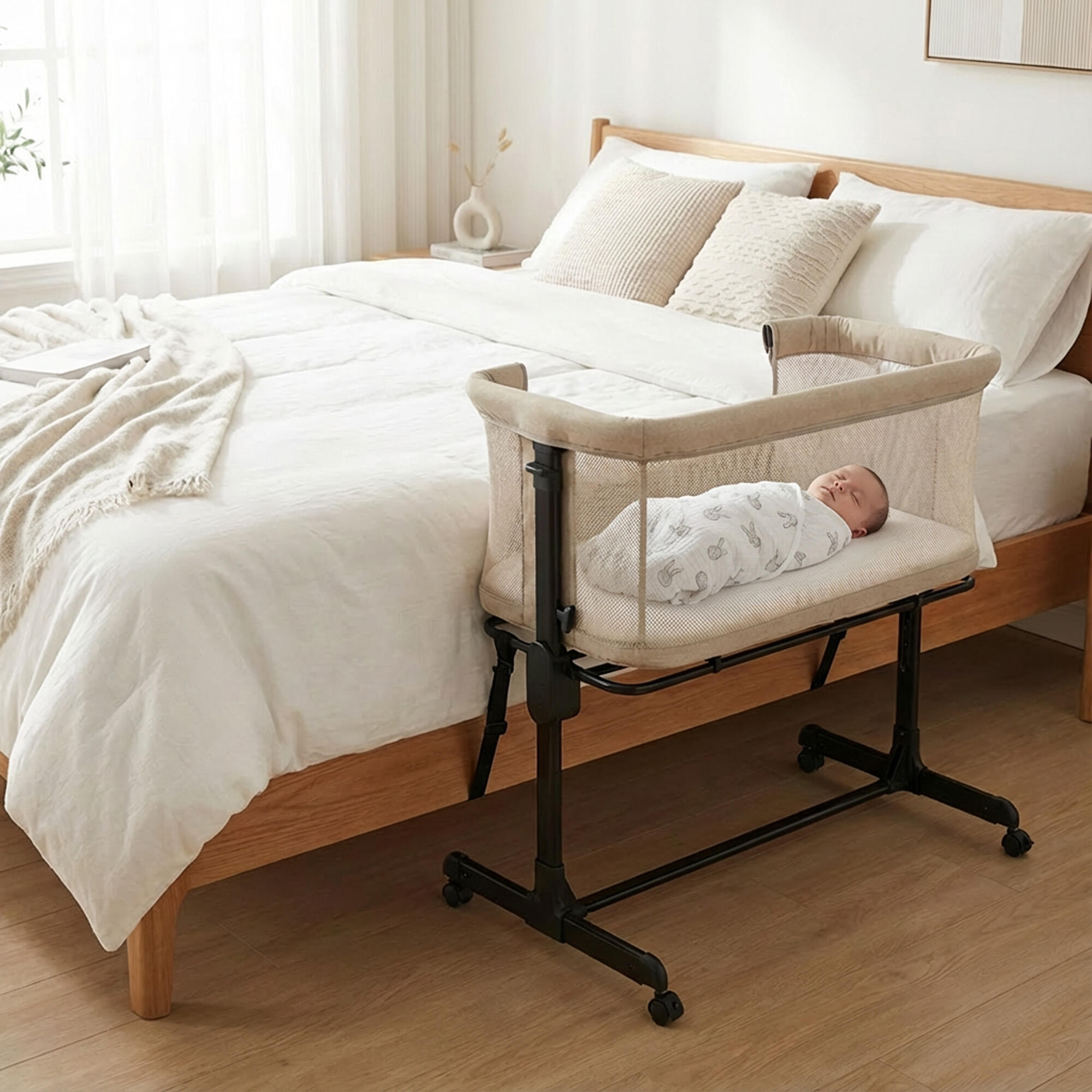 Snoozy Co-Sleeper - Culla per neonato - Struttura regolabile - 0-6 mesi - Crema 3/4